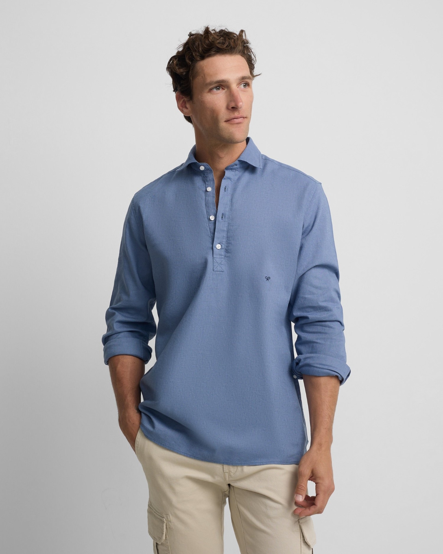 T-shirt Sport de Linho Azul-1
