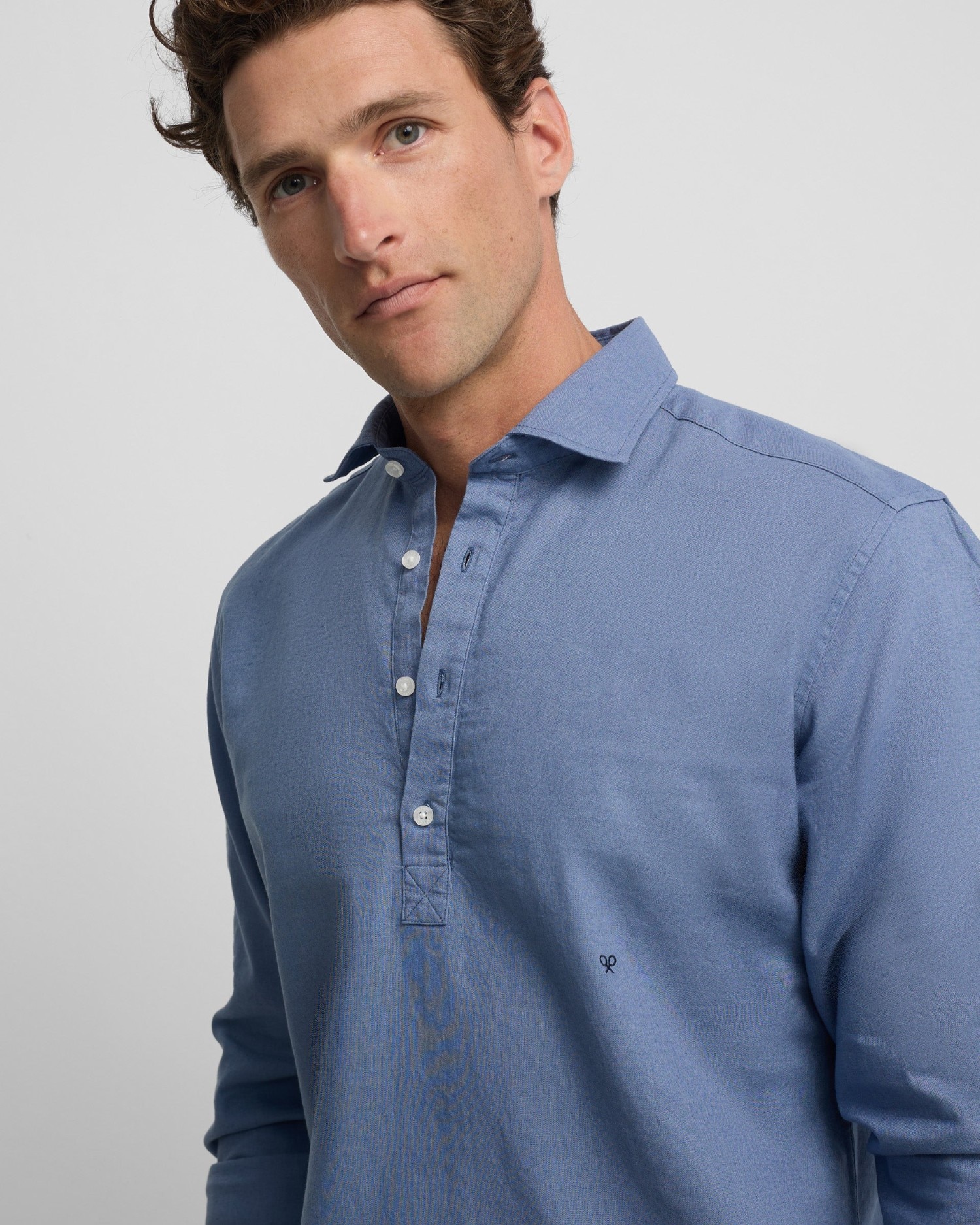 T-shirt Sport de Linho Azul-3