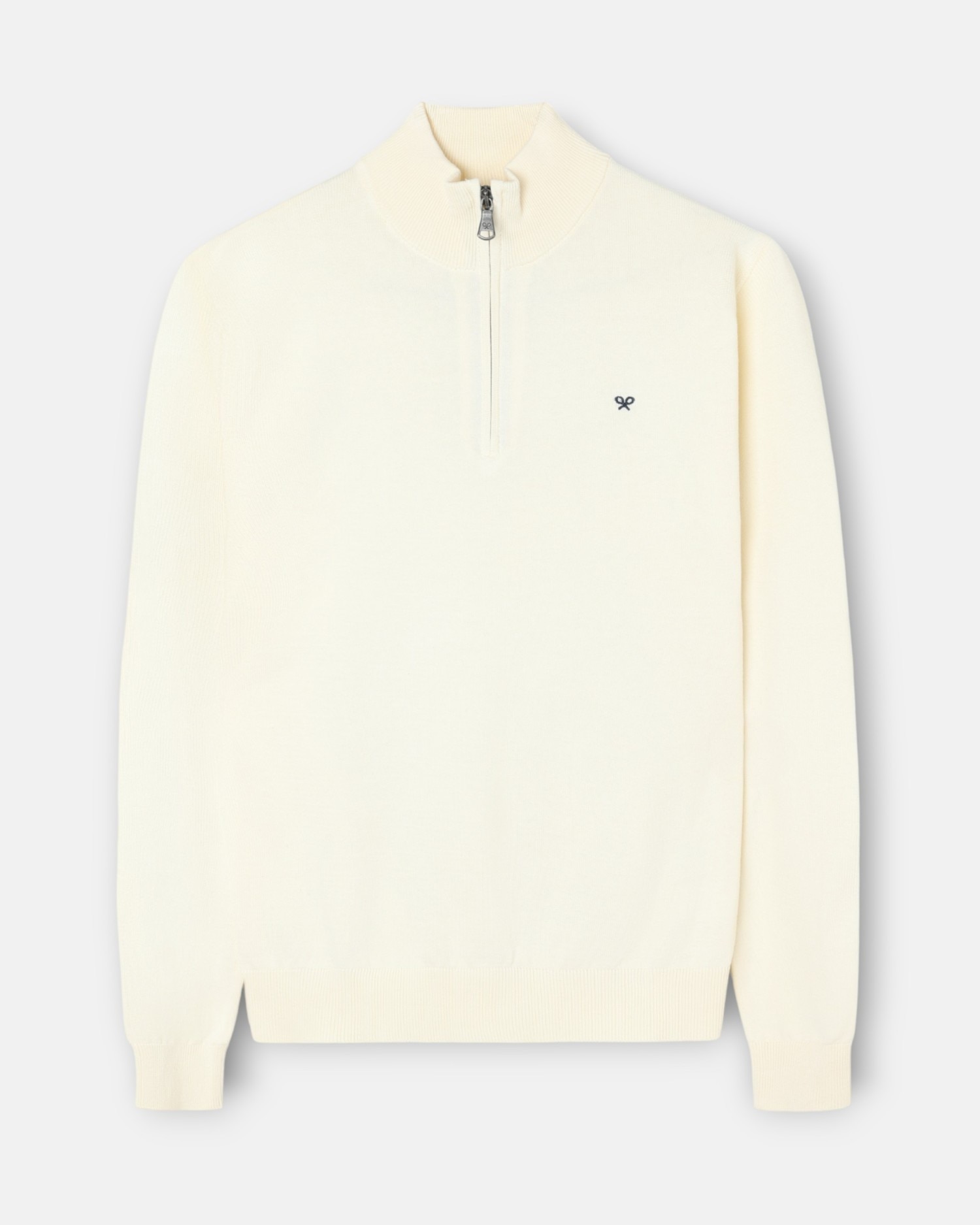 Camisola Lisa com Meia Fecho Zip Creme-4