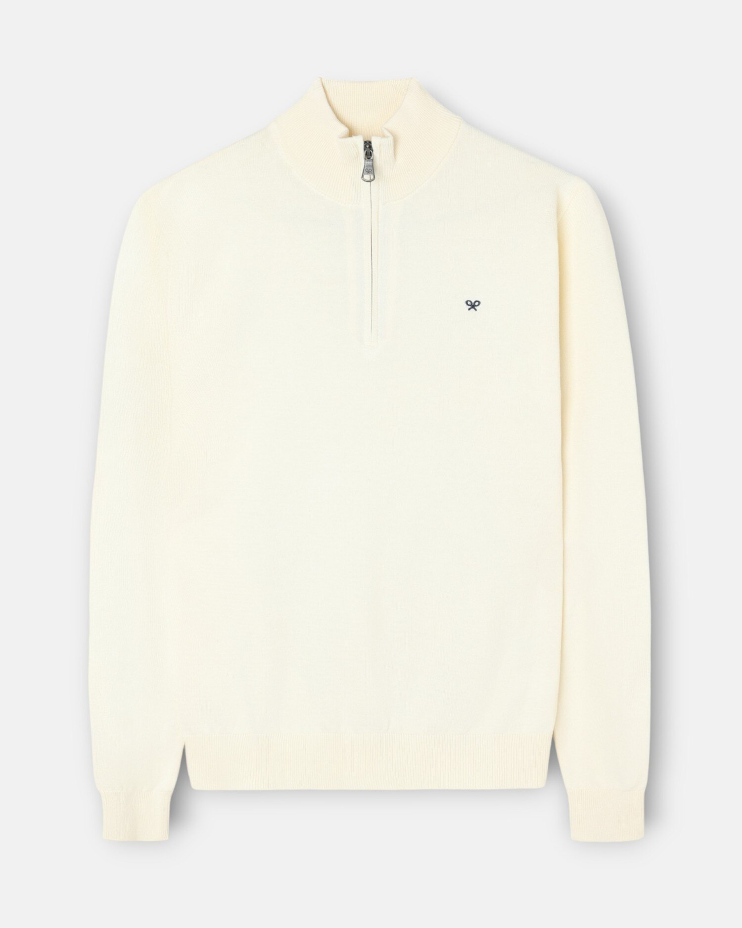 Camisola Lisa com Meia Fecho Zip Creme-4