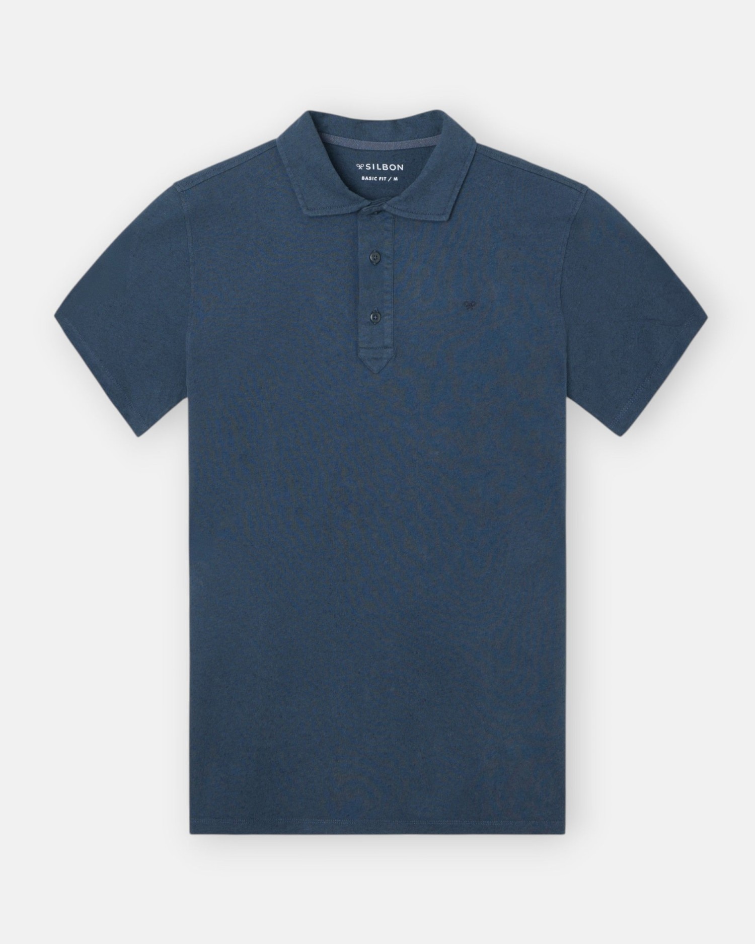 Polo em Linho com Tapeta Comprida em Azul-marinho Azul-marinho-1