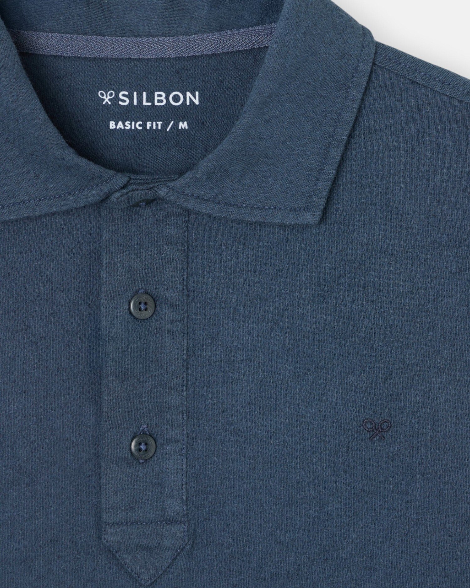 Polo em Linho com Tapeta Comprida em Azul-marinho Azul-marinho-2