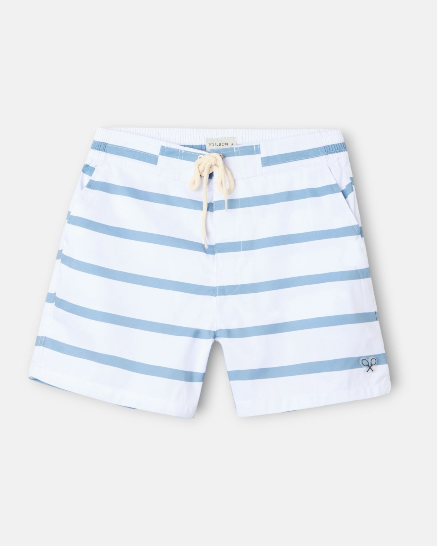Imagem 0 de Fato de Banho Surfista Às Riscas Horizontais em Branco