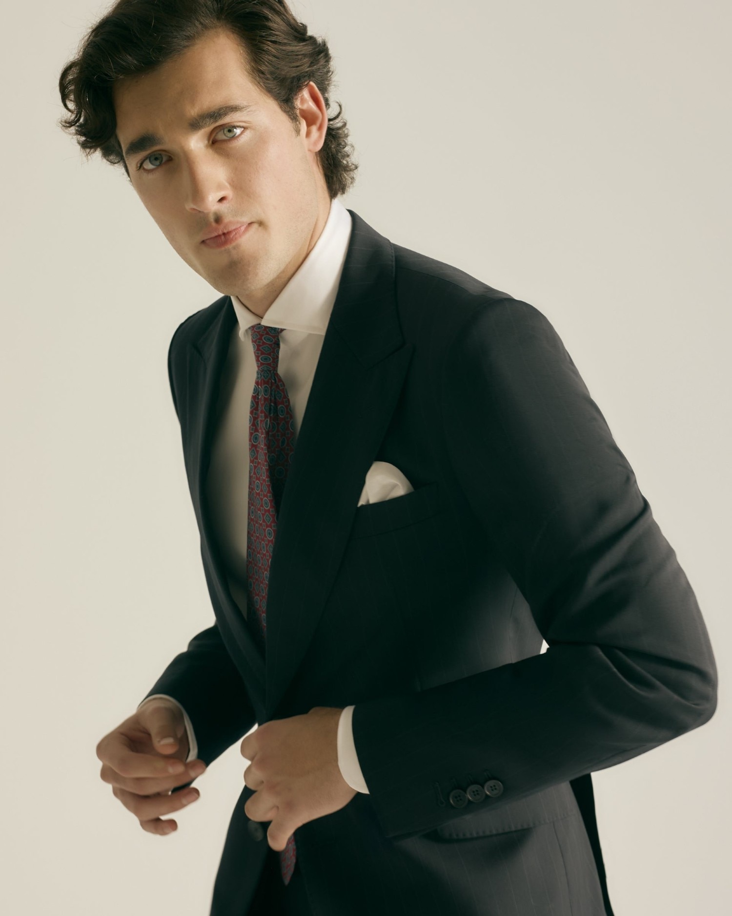 Blazer de Fato Às Riscas Diplomáticas Azul-marinho Azul-marinho-1