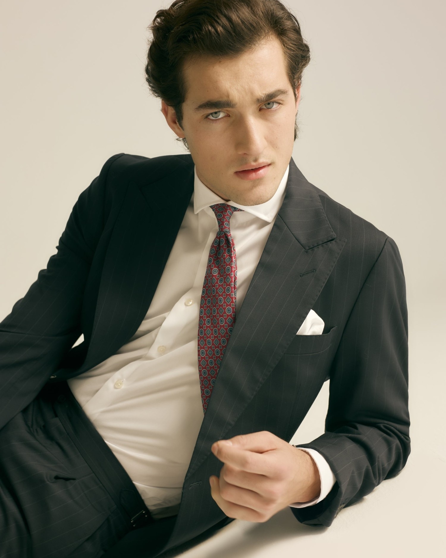 Blazer de Fato Às Riscas Diplomáticas Azul-marinho Azul-marinho-2