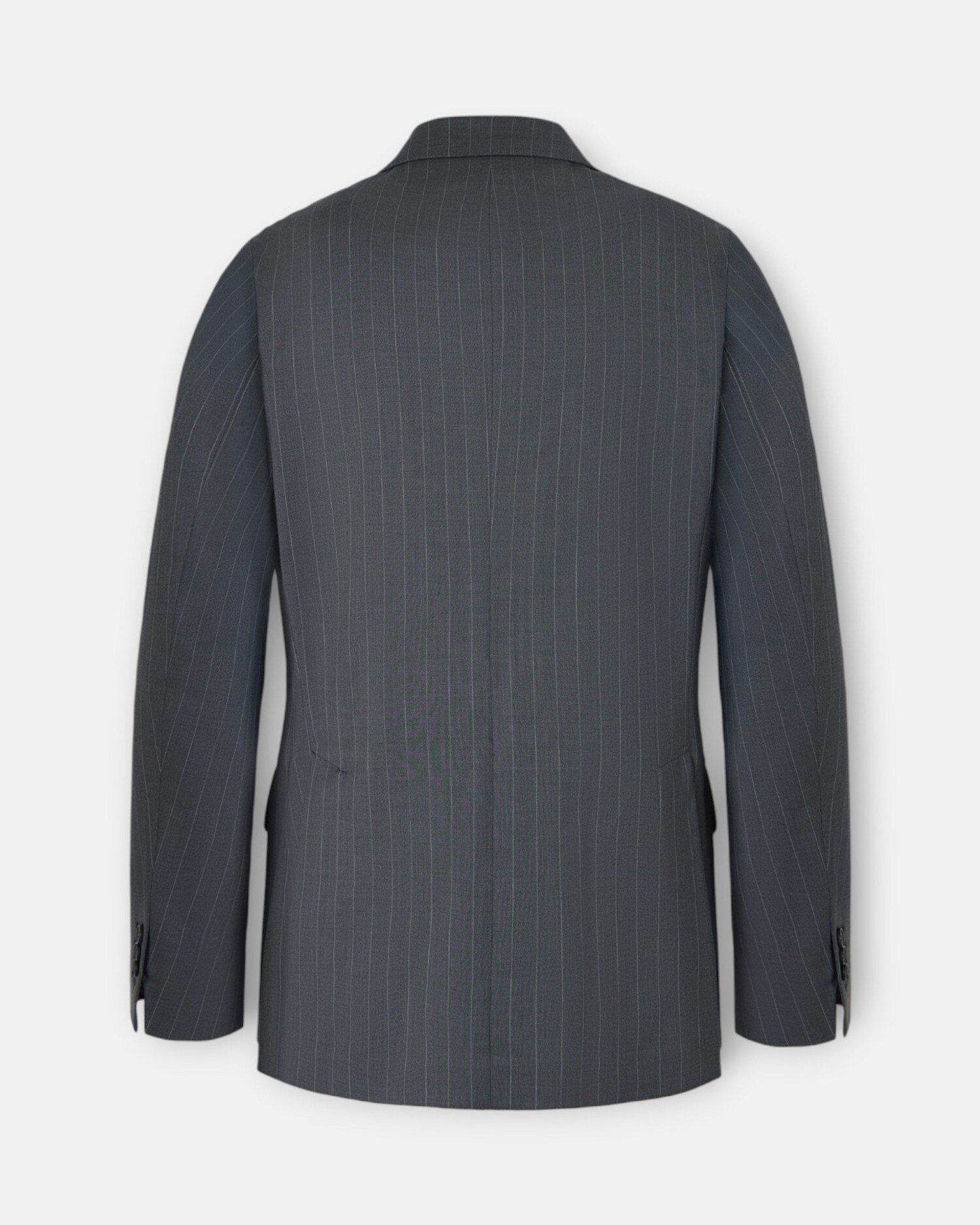 Blazer de Fato Cruzado Às Riscas Diplomáticas em Cinzento Cinzento-5