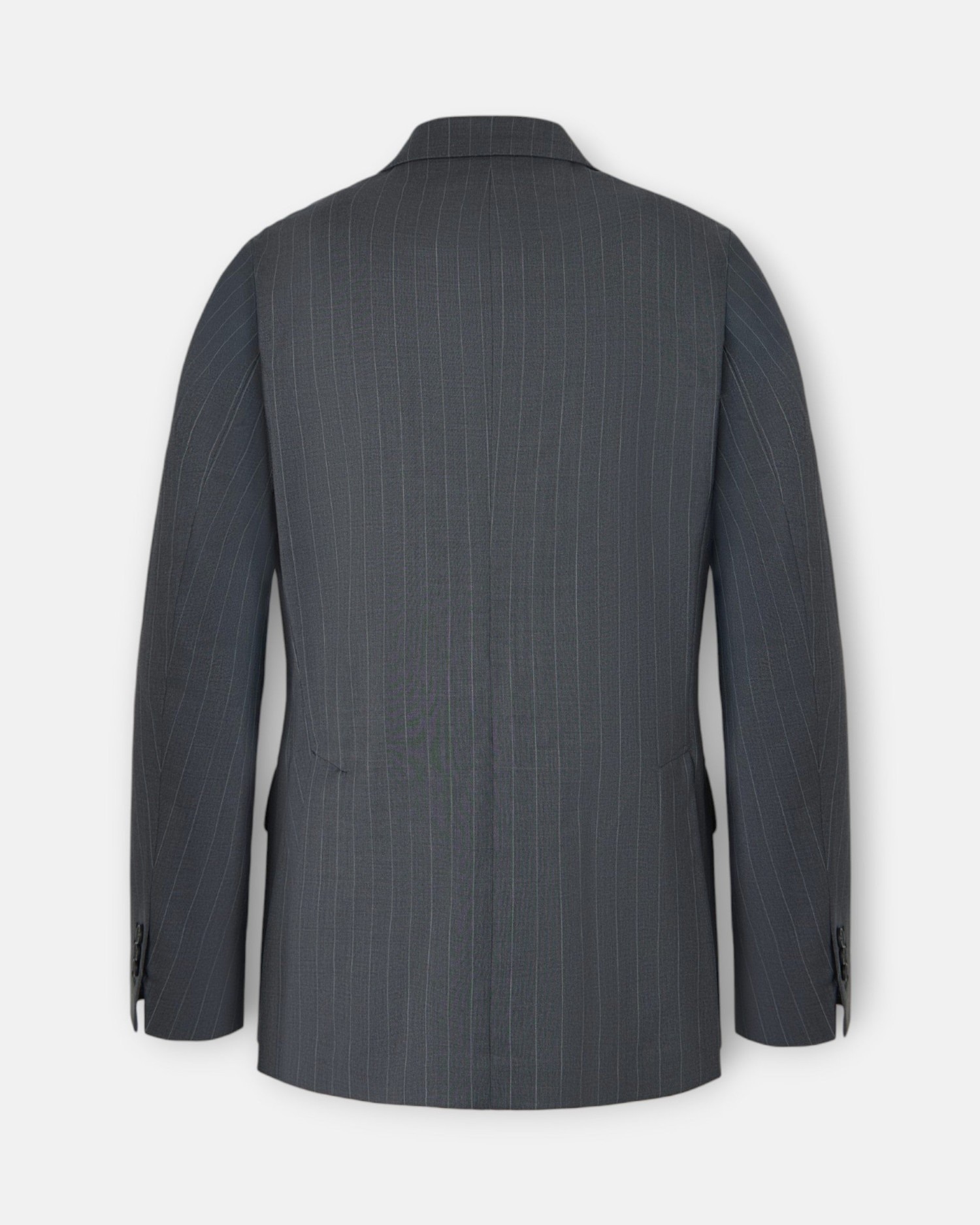 Blazer de Fato Cruzado Às Riscas Diplomáticas em Cinzento Cinzento-5