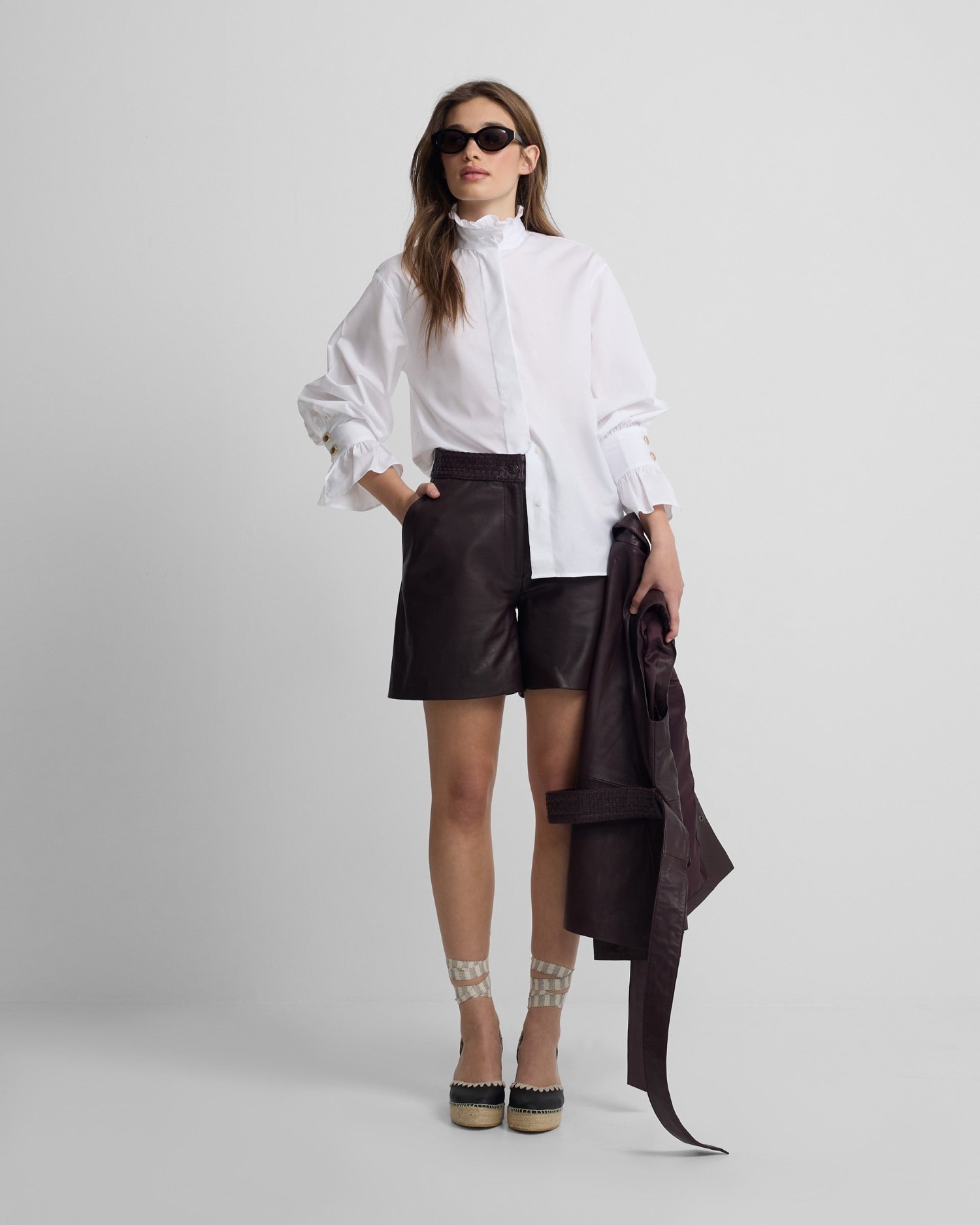 Imagem 0 de Bermuda em Pele Entrançada Bordeaux