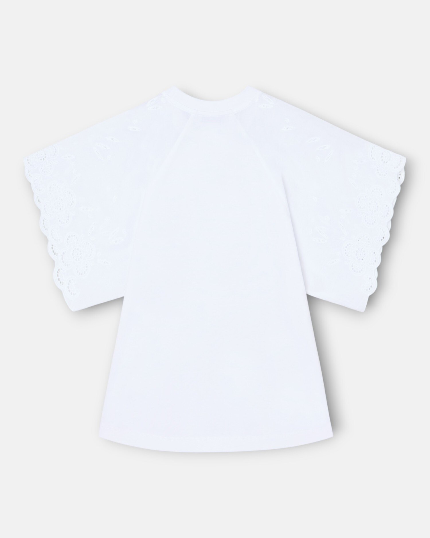 T-shirt com Folhos Bordados em Branco Branco-2