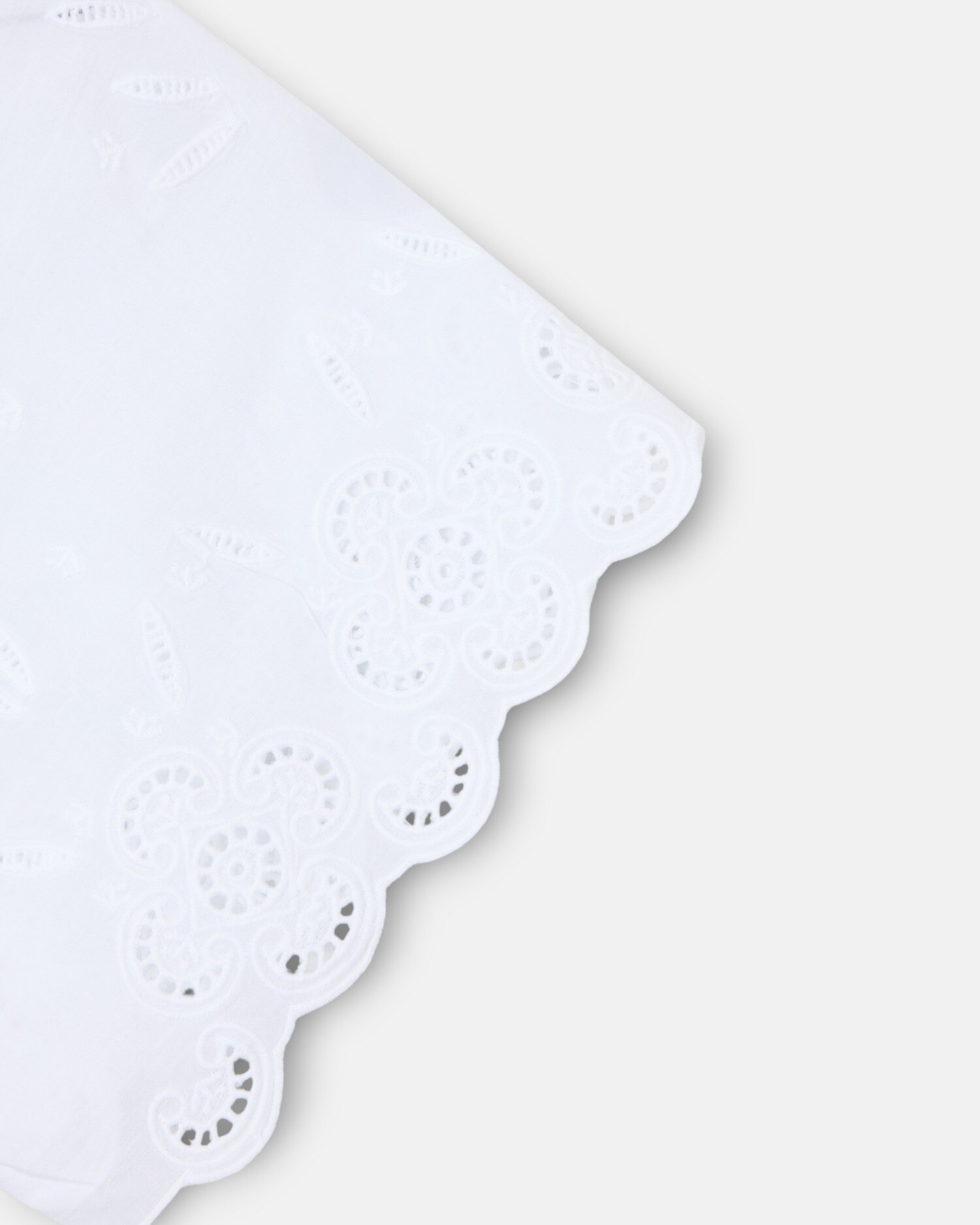 T-shirt com Folhos Bordados em Branco Branco-3