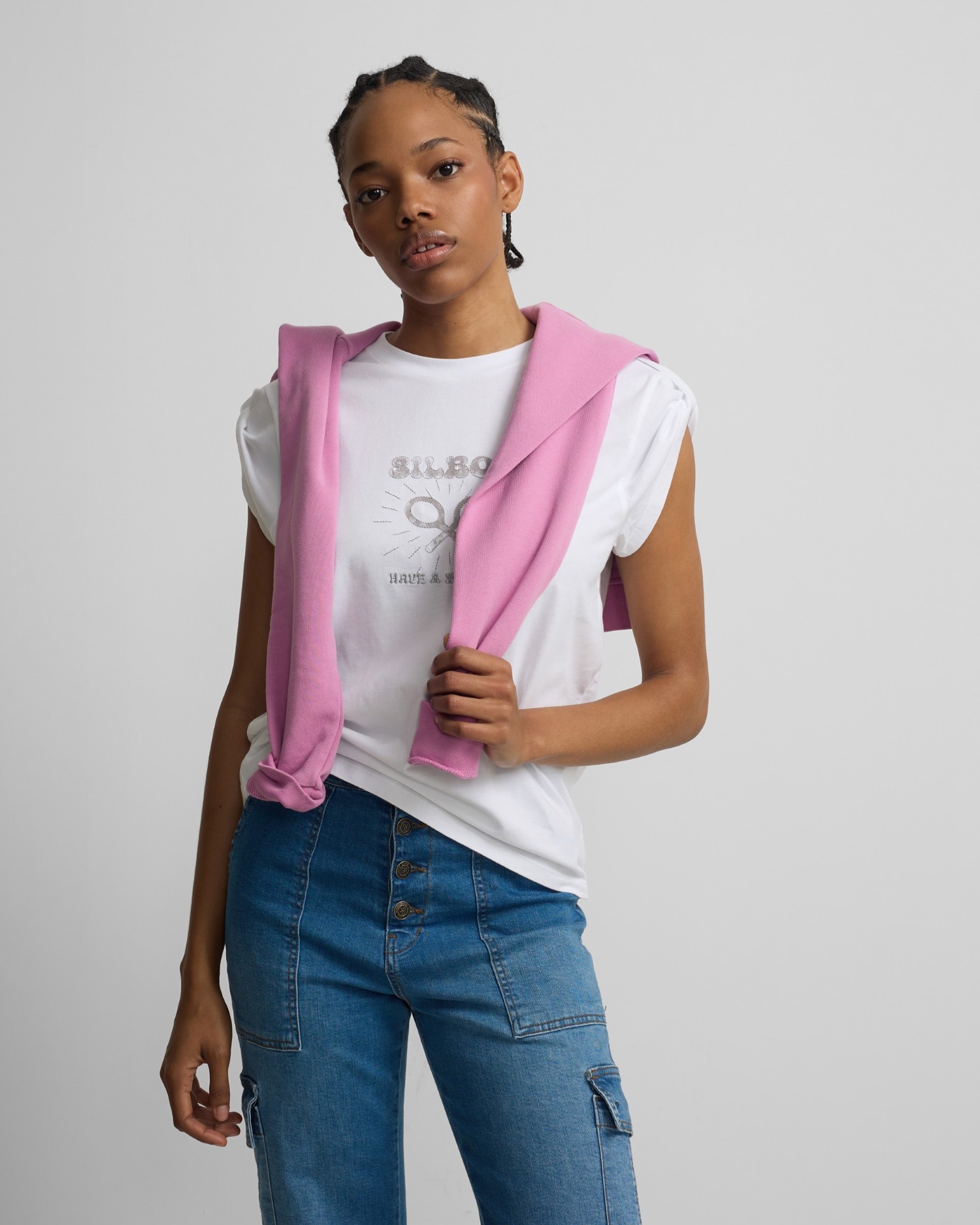 T-shirt Roll Out Have a Nice Day Branco-1