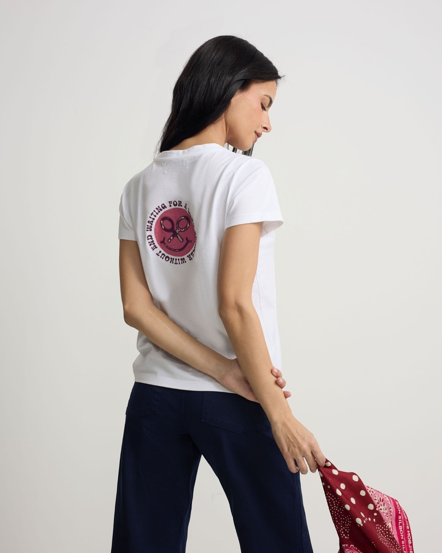 T-shirt Smile com Estampado Branca Branco-2