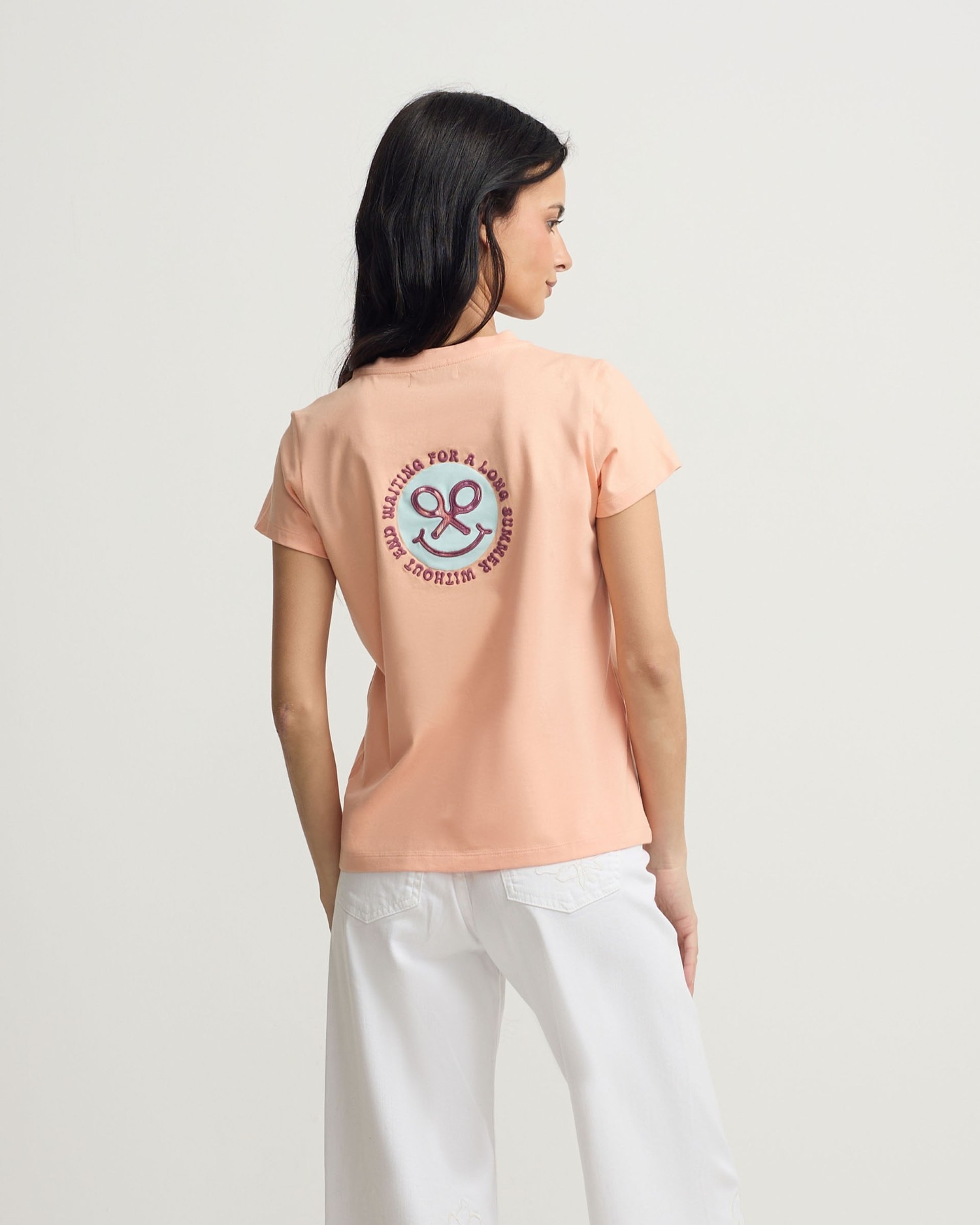 T-shirt Smile Estampado Laranja-claro-2