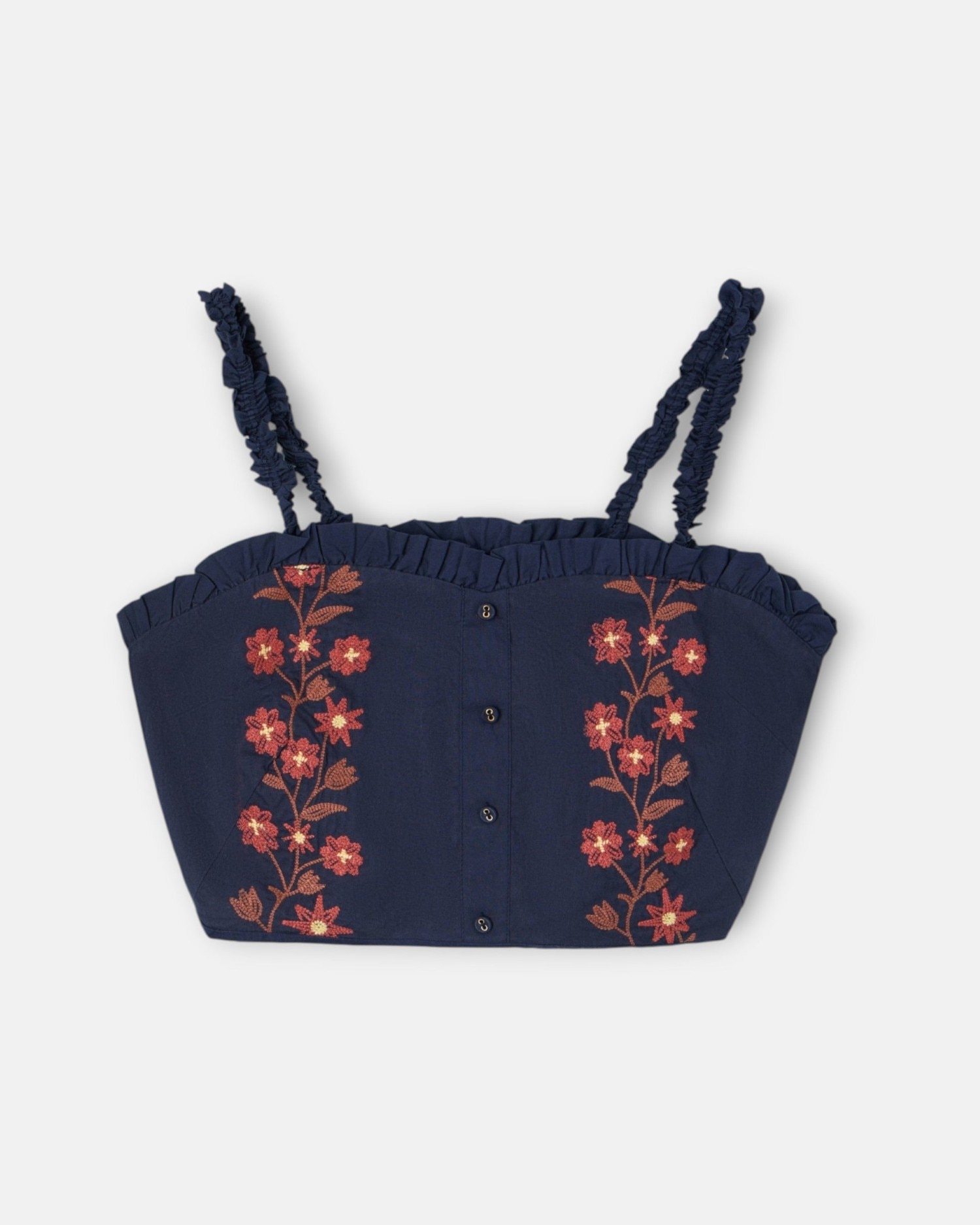 Top com Flores Bordadas Azul Azul-4