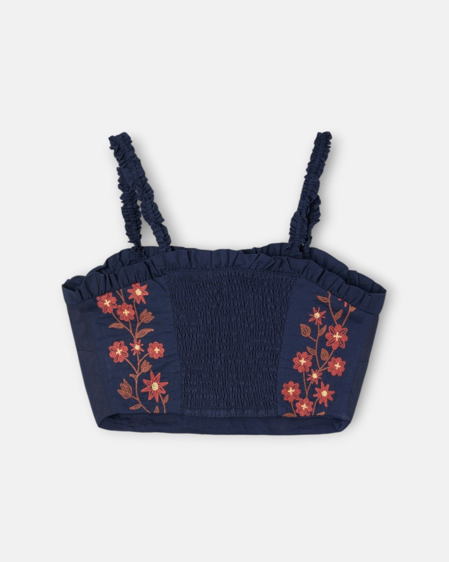 Top com Flores Bordadas Azul Azul-5