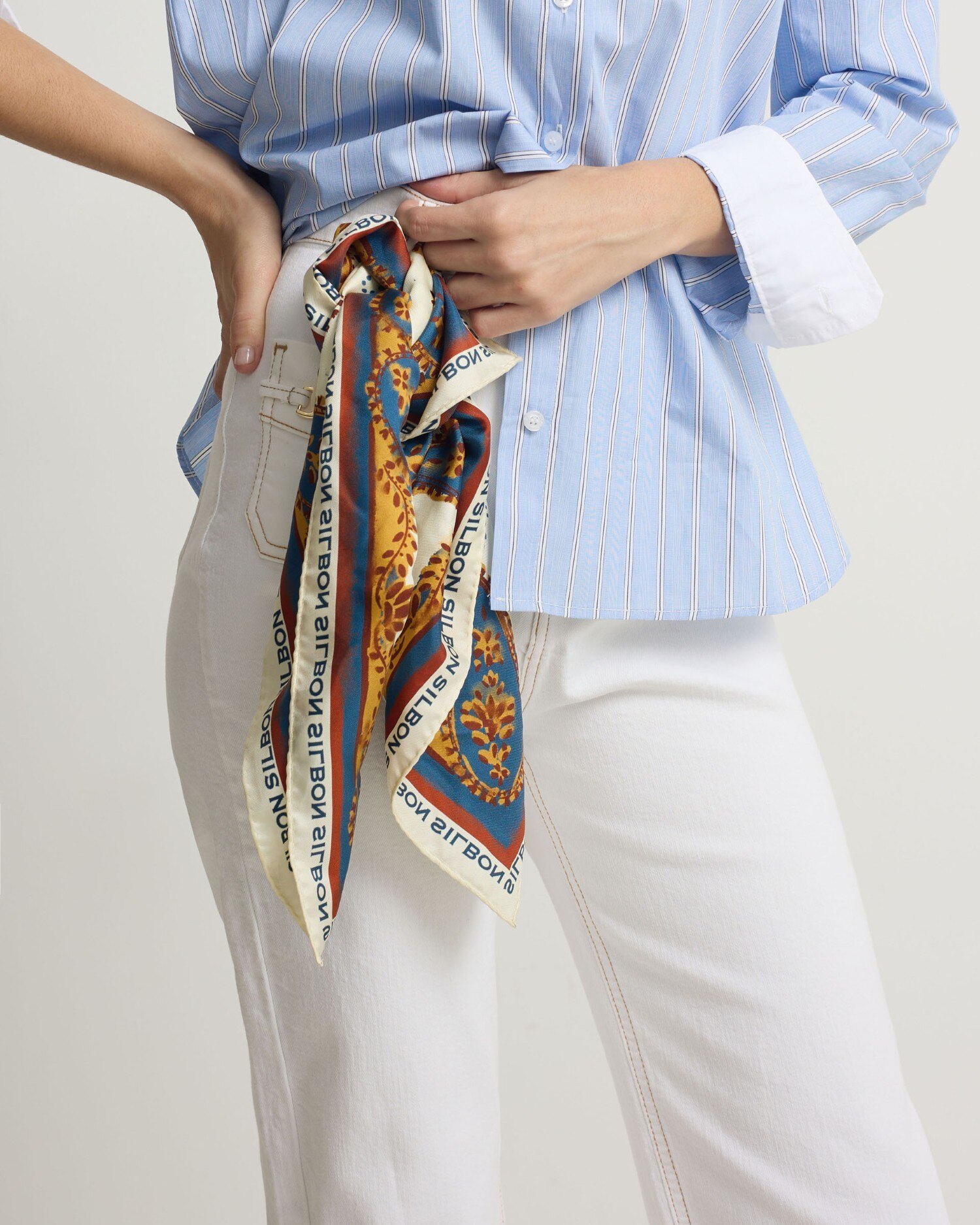 Camisa com Estrutura Às Riscas em Celeste Azul-celeste-3