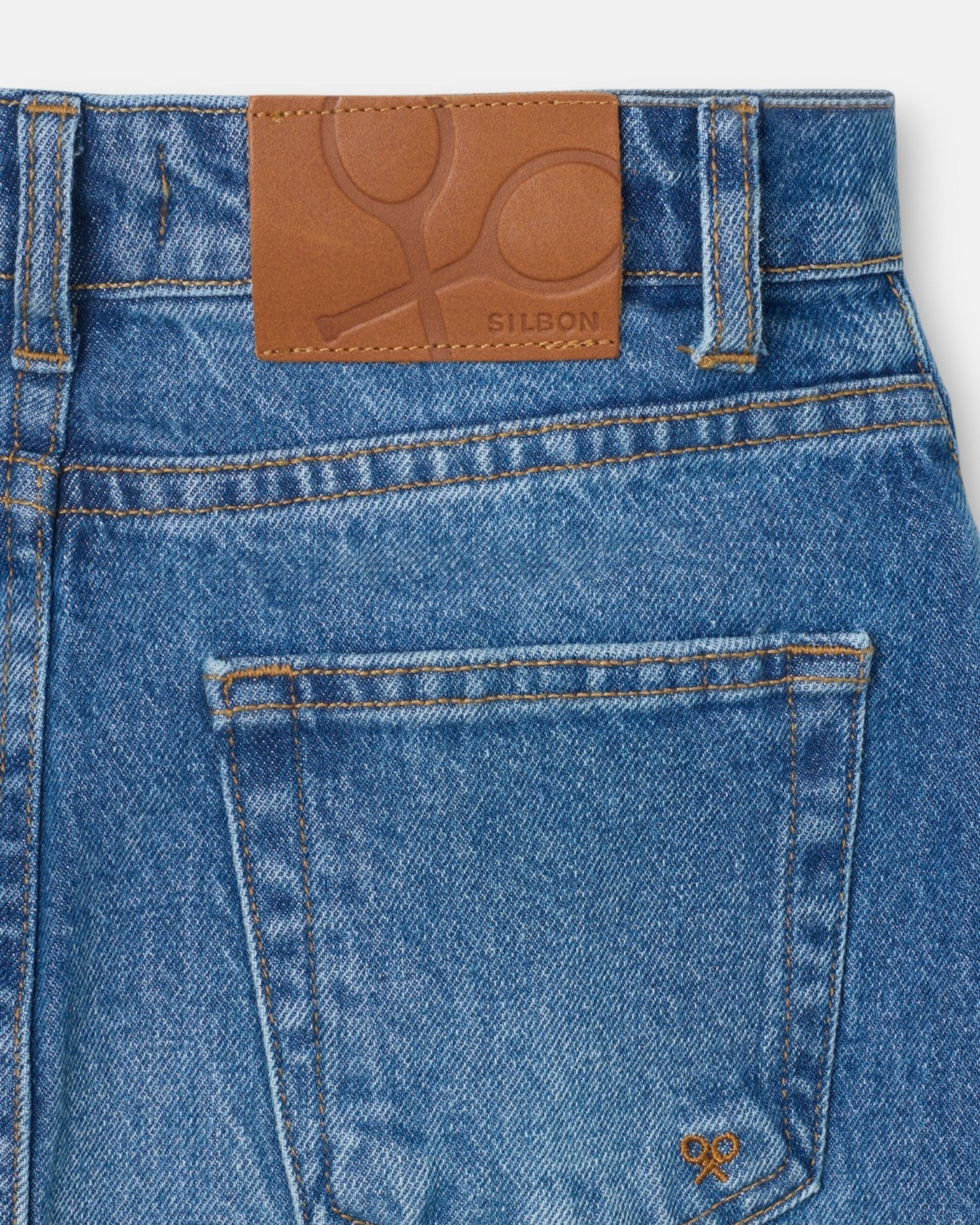 Saia Midi com Corte Lateral Denim Azul denim-4
