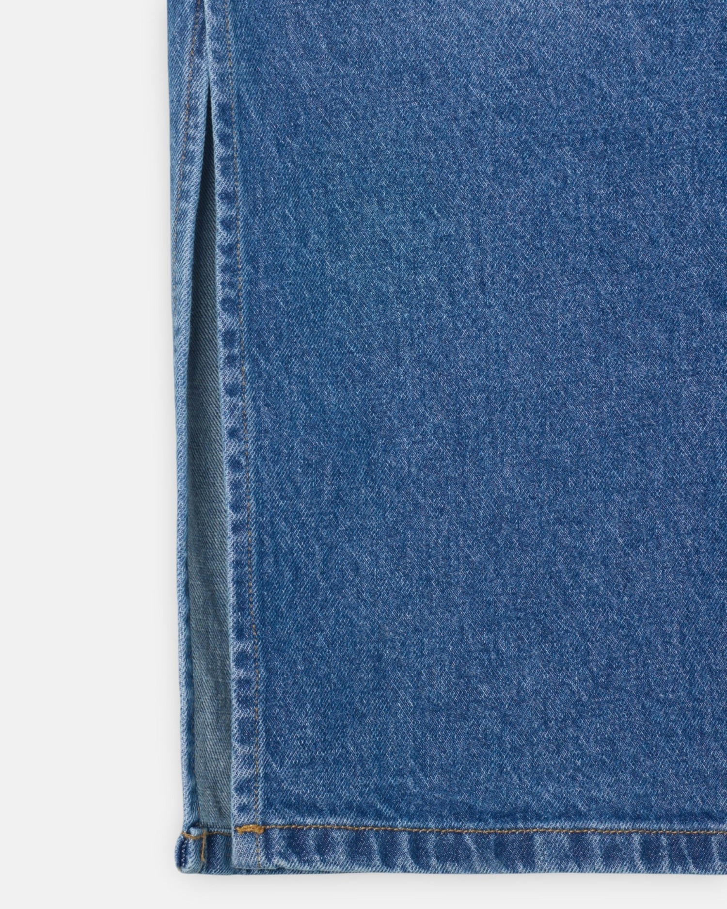 Saia Midi com Corte Lateral Denim Azul denim-5