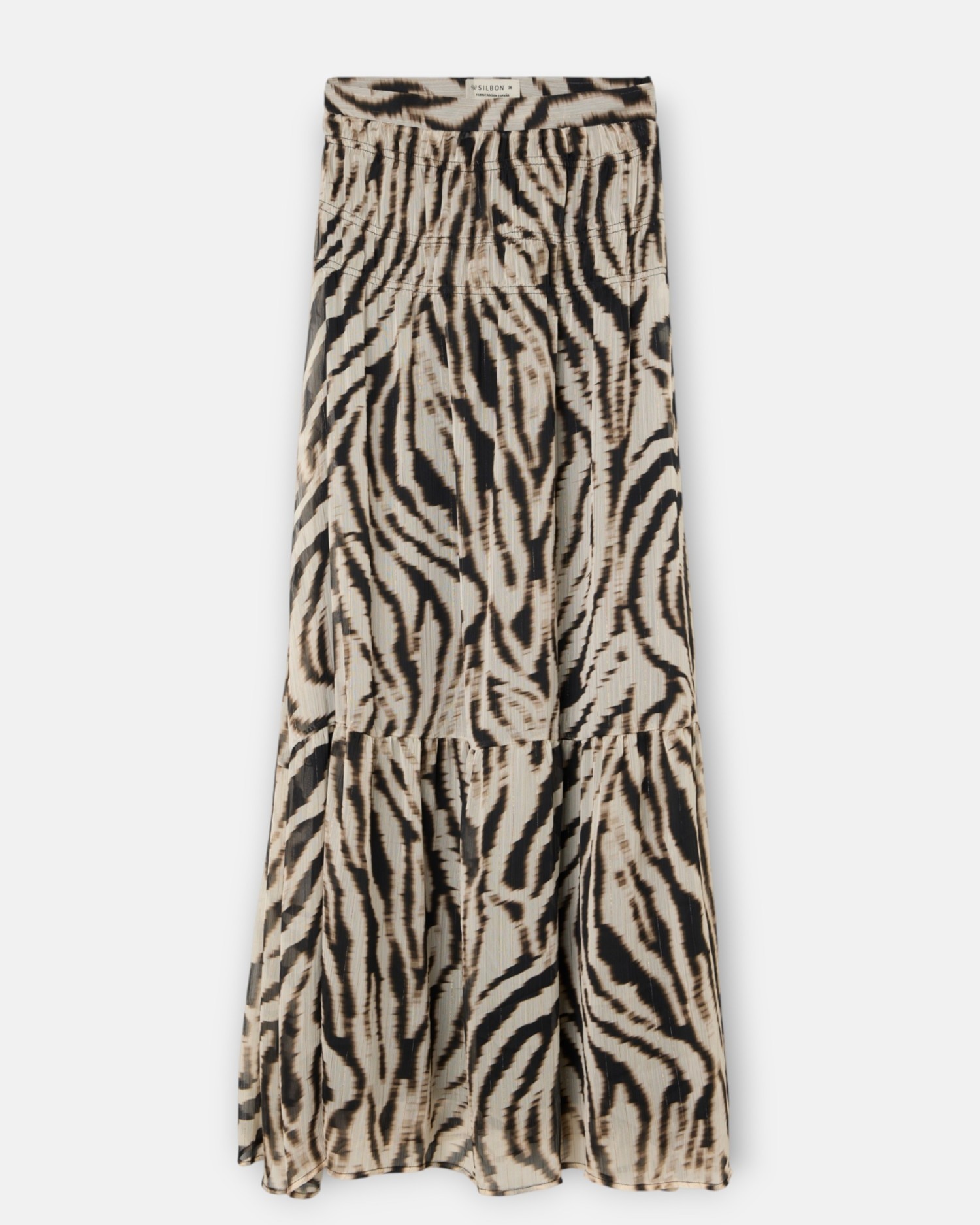 Saia Comprida com Estampado Animal Print em Preto Preto-4