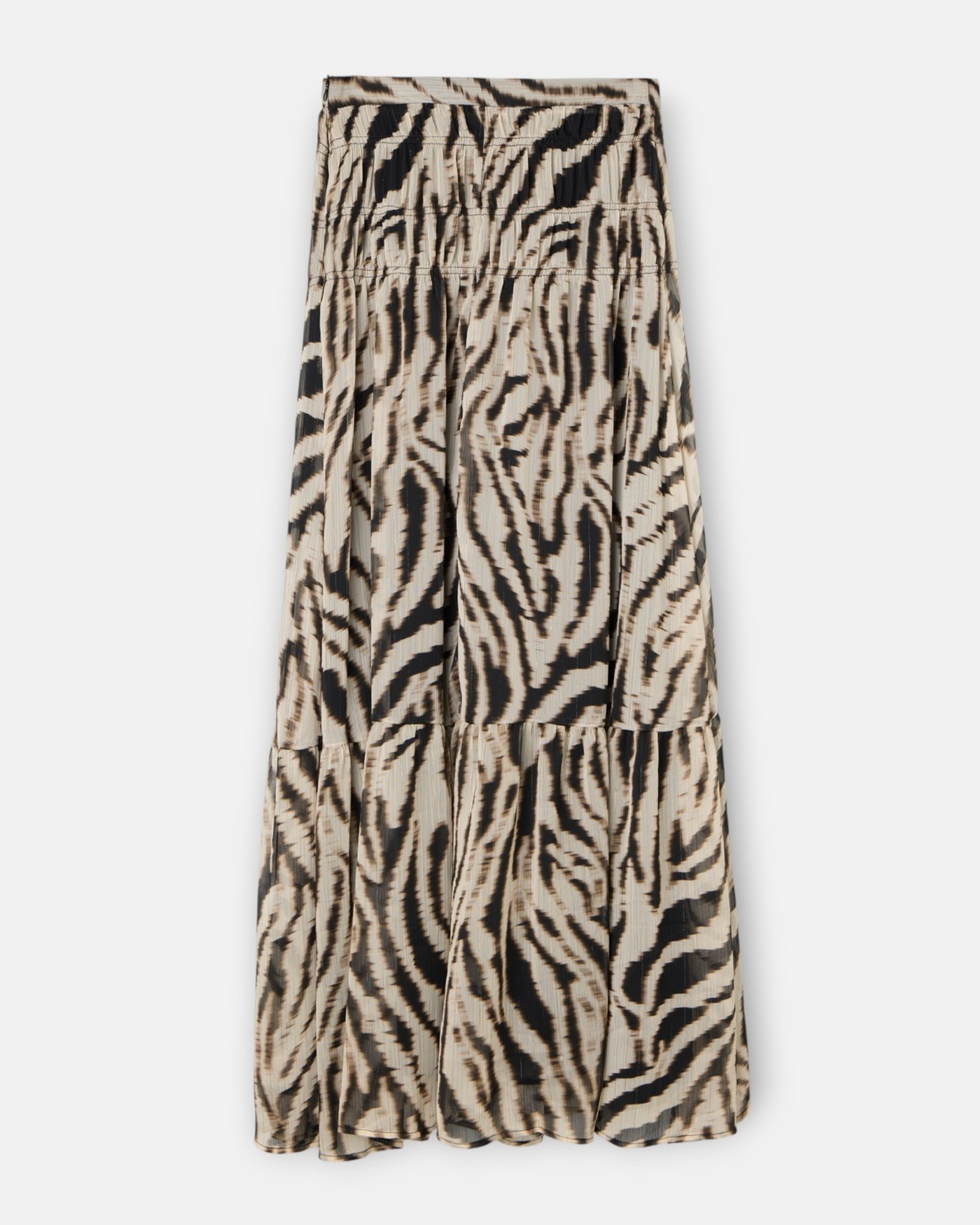 Saia Comprida com Estampado Animal Print em Preto Preto-5