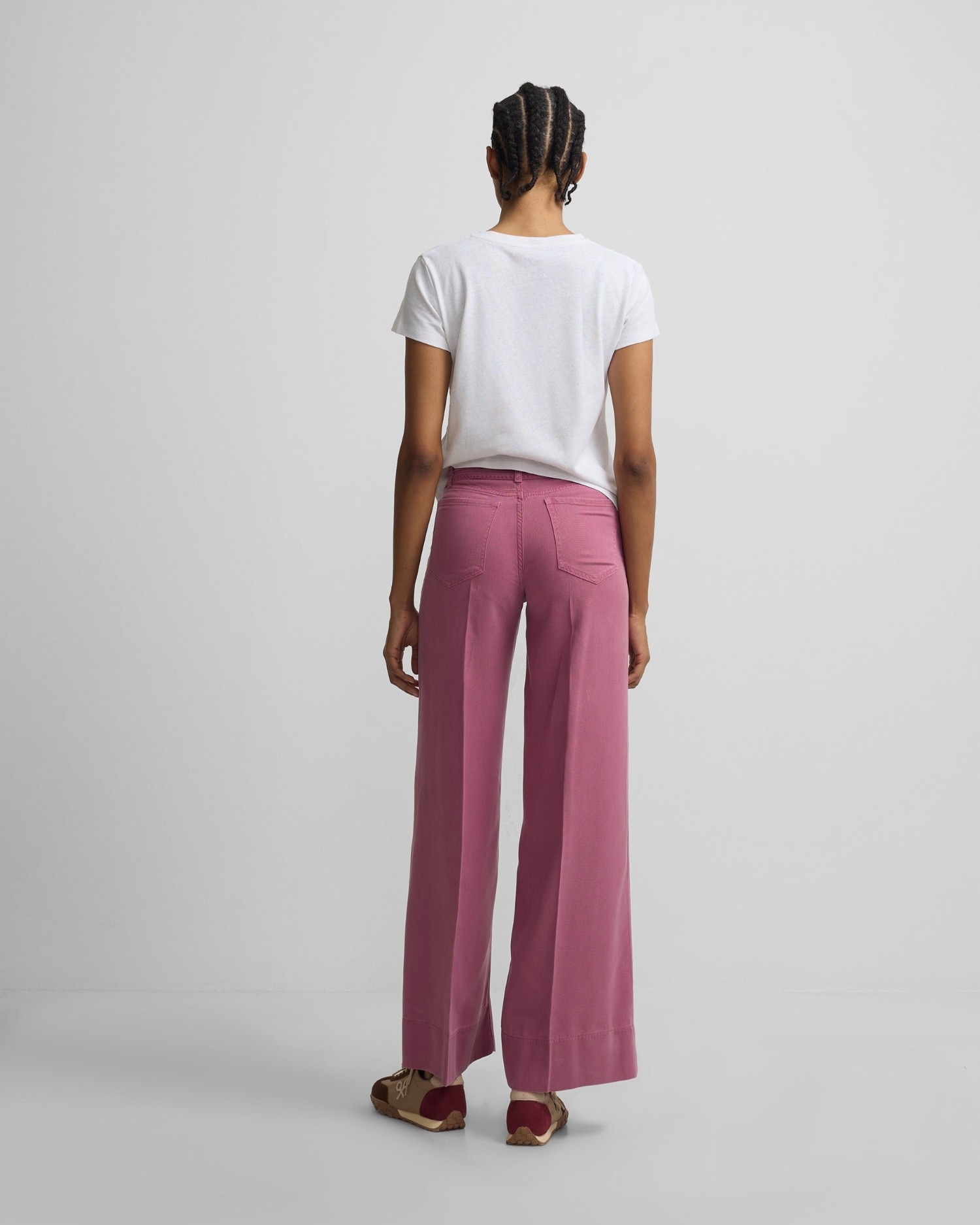 Calças Denim com Cordão Framboesa Rosa-2