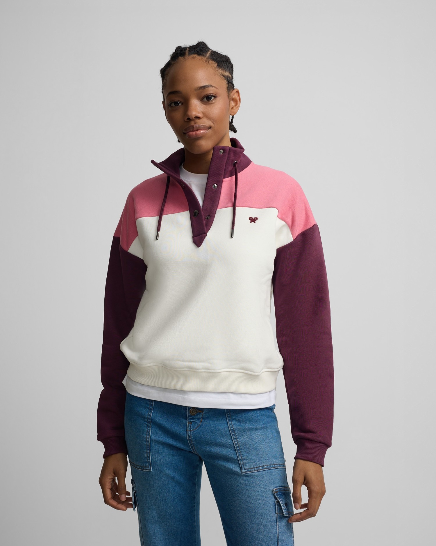 Imagem 0 de Sweatshirt com Gola de Botões em Rosa