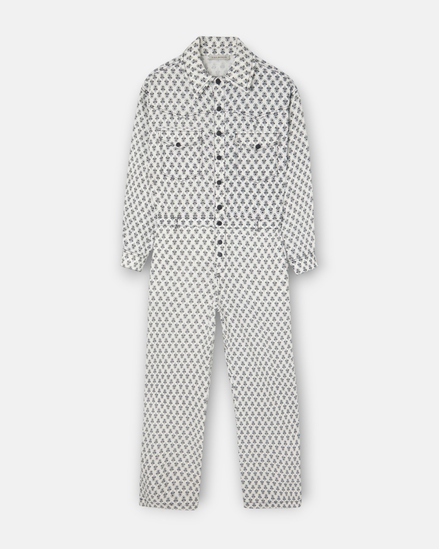 Imagem 0 de Macacão de Linho Estampado em Branco