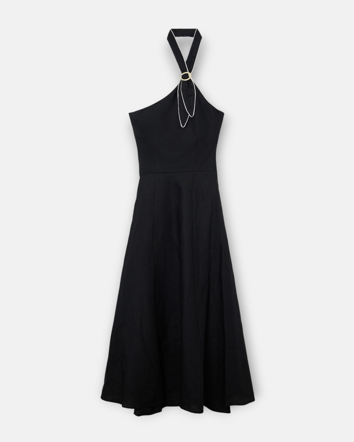 Imagem 0 de Vestido Comprido Fivela de Linho em Marinho