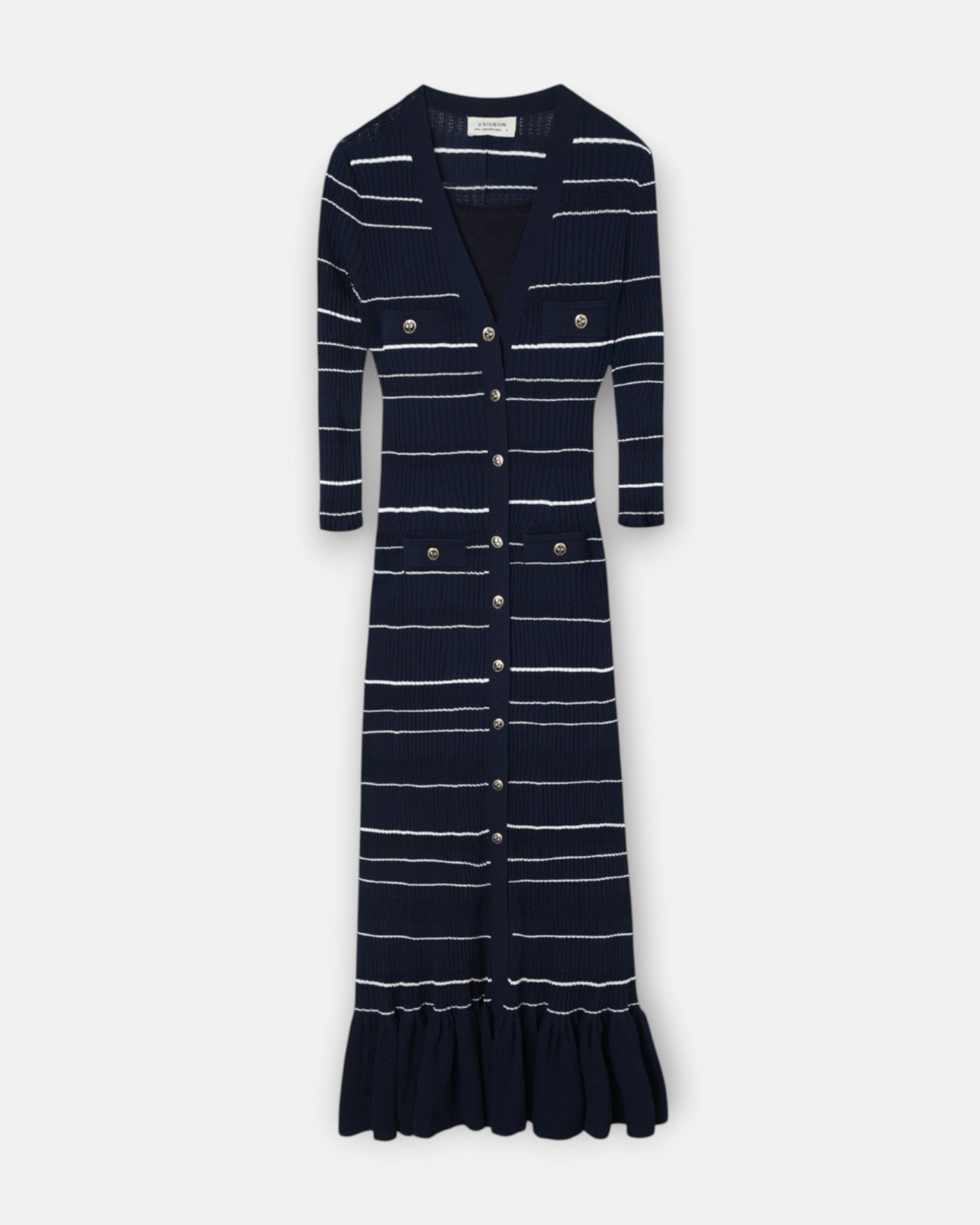 Vestido de Malha Comprido Marinho Azul-marinho-4