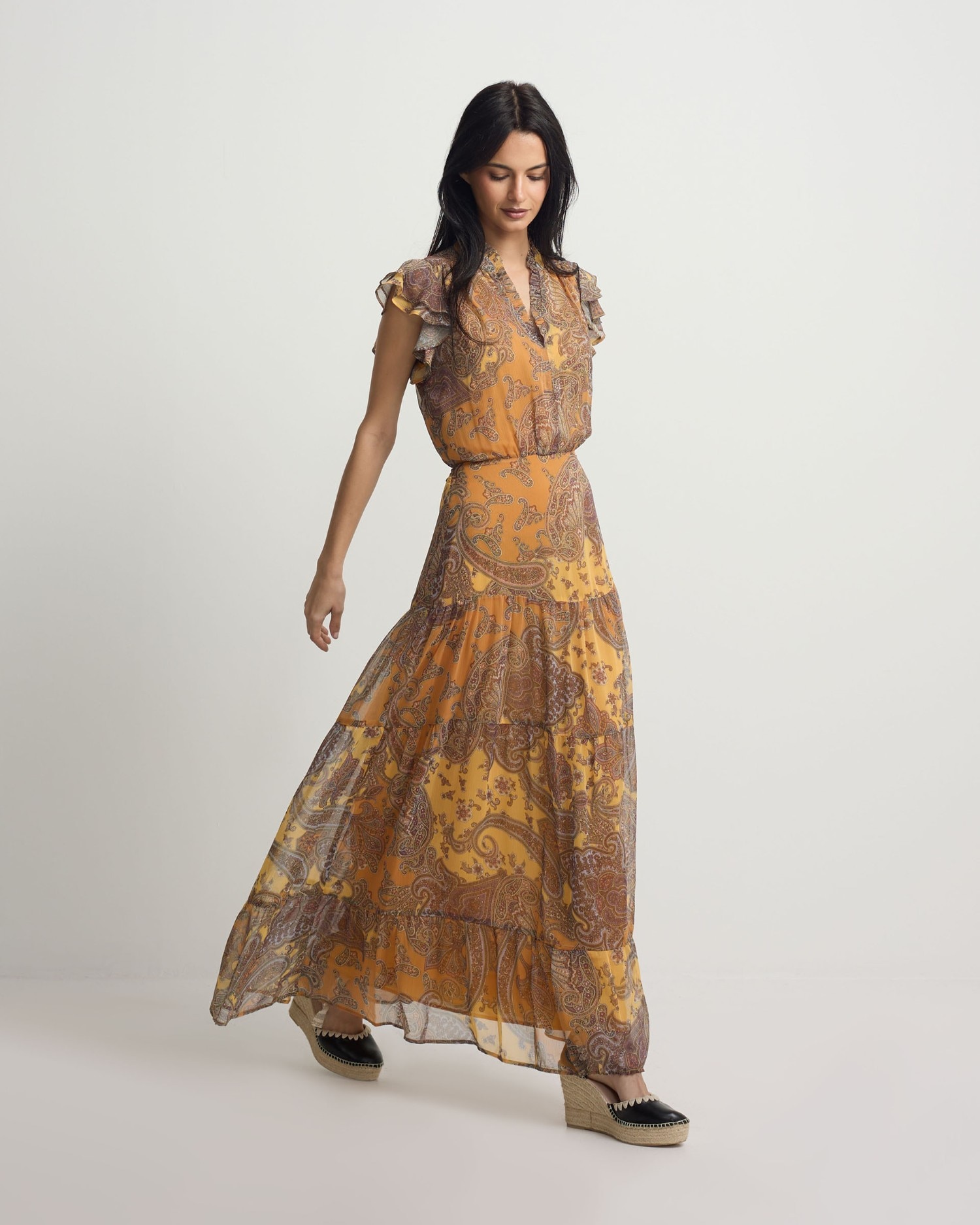 Imagem 0 de Vestido Midi com Volume Estampado Laranjas