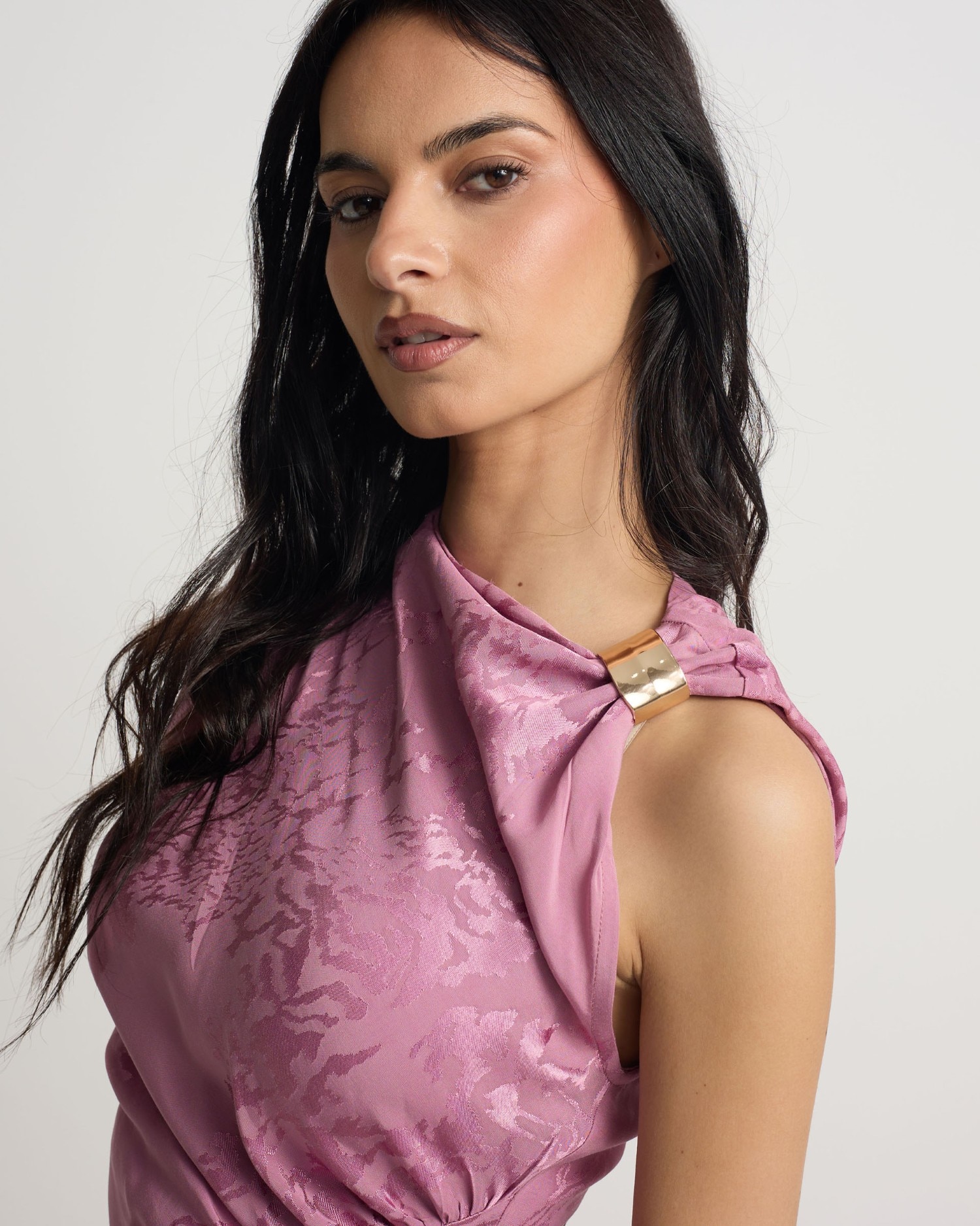 Vestido Midi Interior Jacquard Roxo Roxo-3