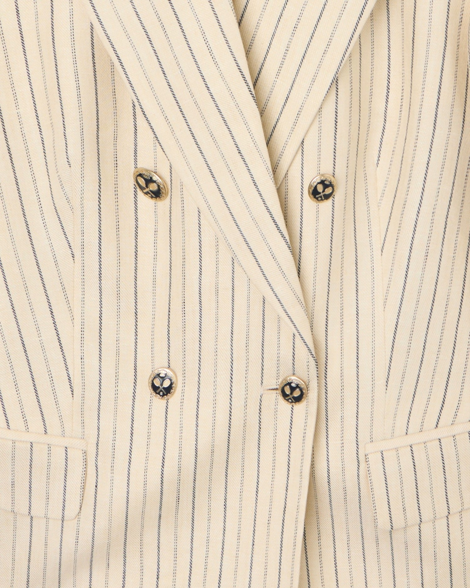 Blazer Cruzado Cru Às Riscas Azuis Castanho-3