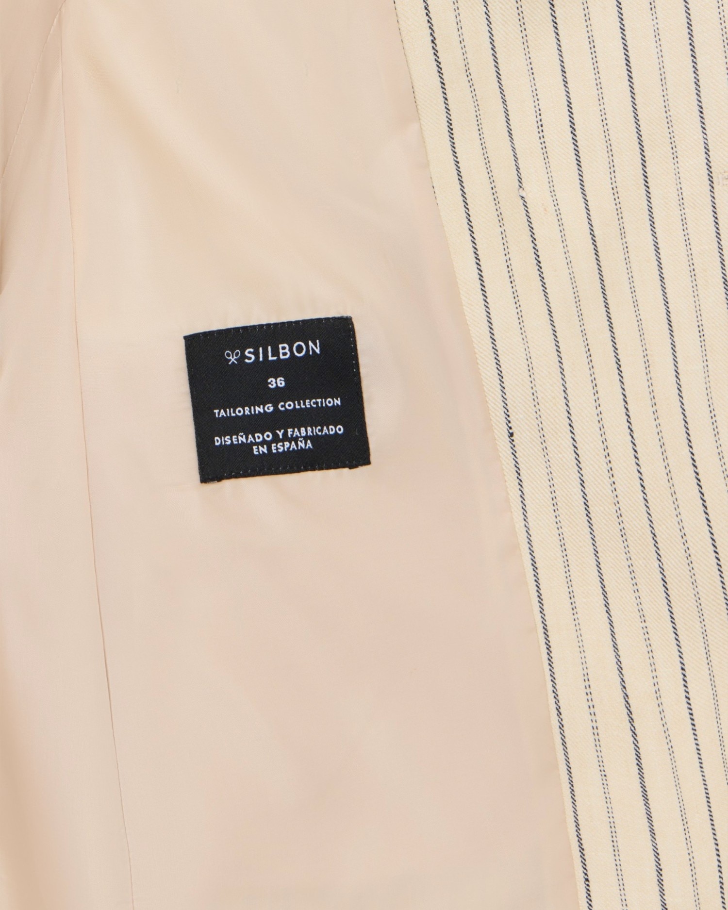 Blazer Cruzado Cru Às Riscas Azuis Castanho-5