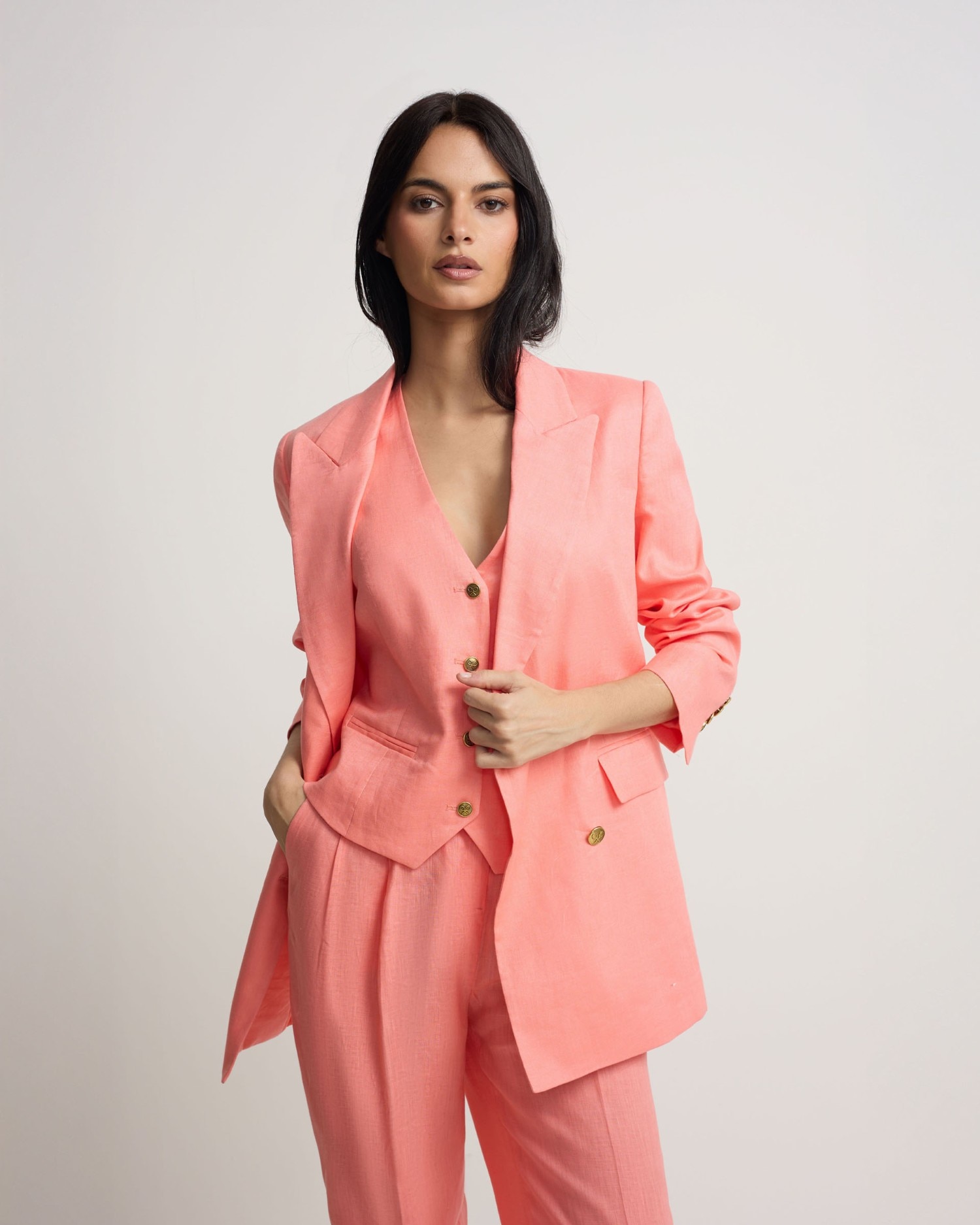 Blazer Clássico Cruzado Coral Coral-1