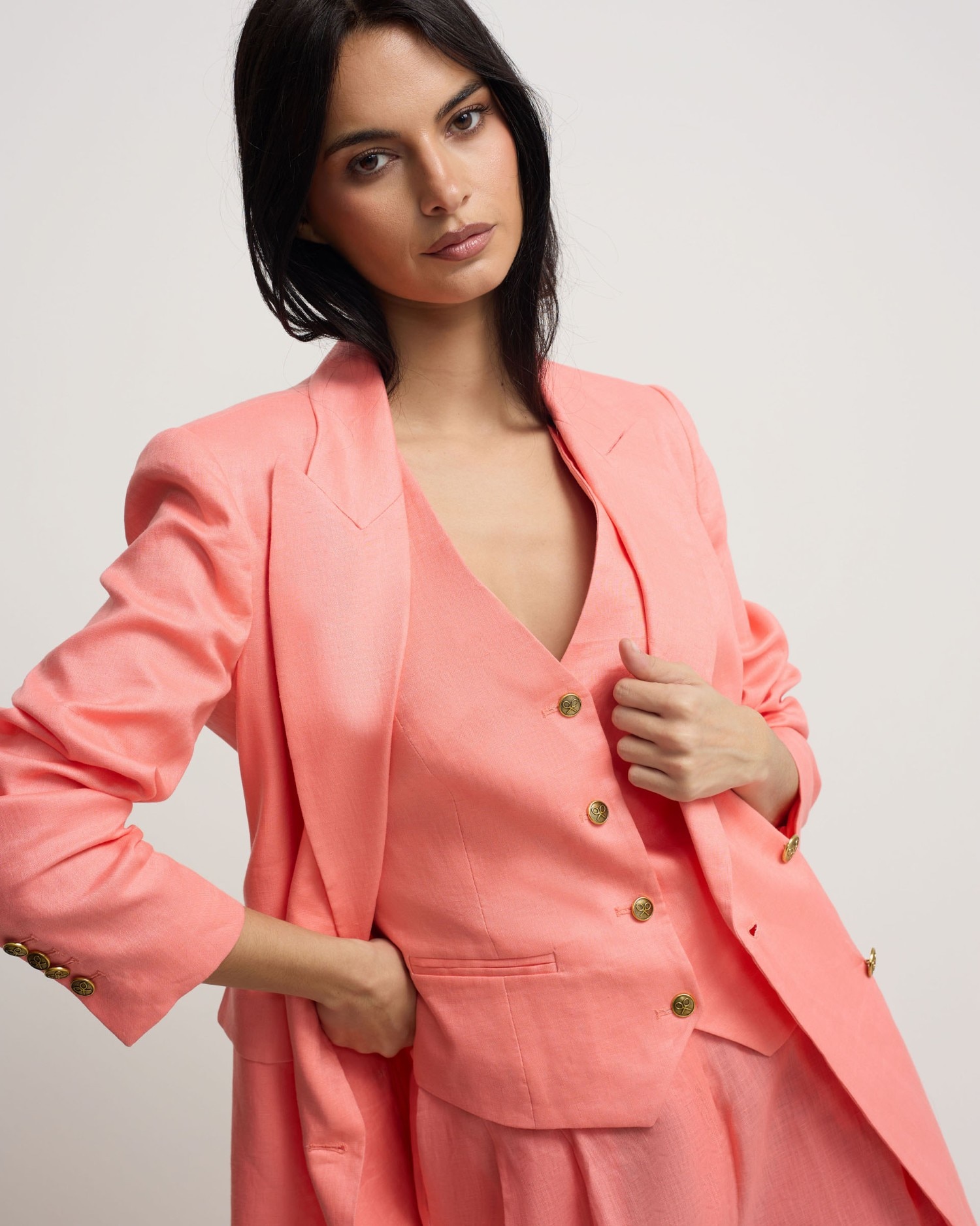Blazer Clássico Cruzado Coral Coral-3