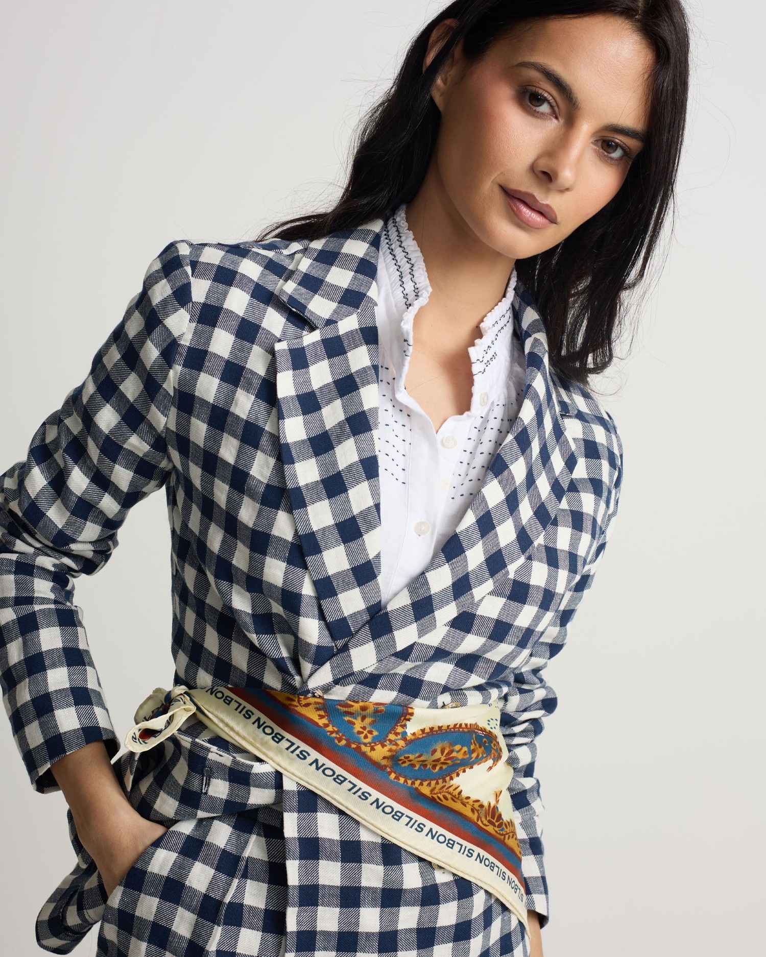 Blazer Cruzado Vichy Marinho Azul-marinho-3