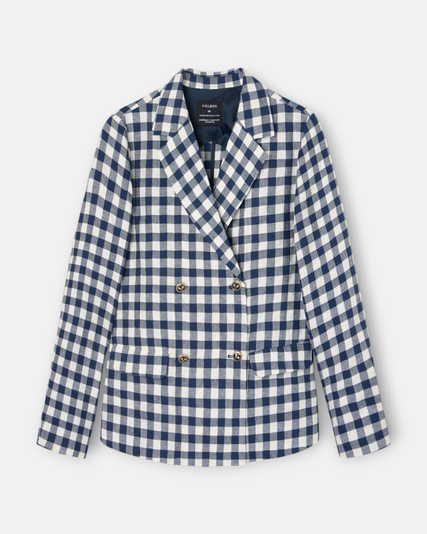Blazer Cruzado Vichy Marinho Azul-marinho-4
