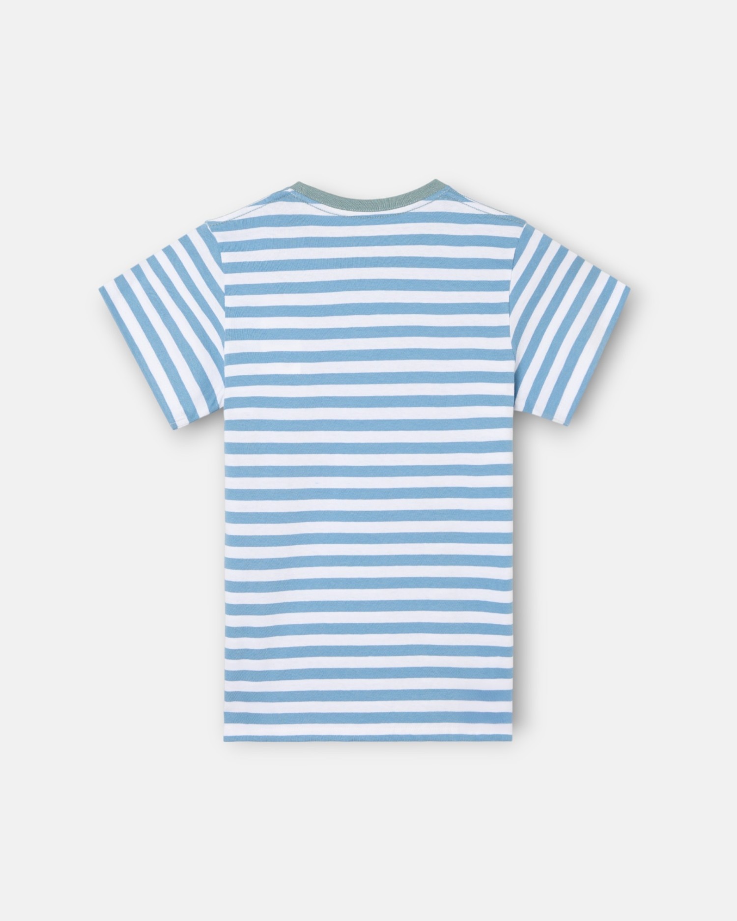 T-shirt Infantil com Rebordo Às Riscas Finas Silbon Azul-3