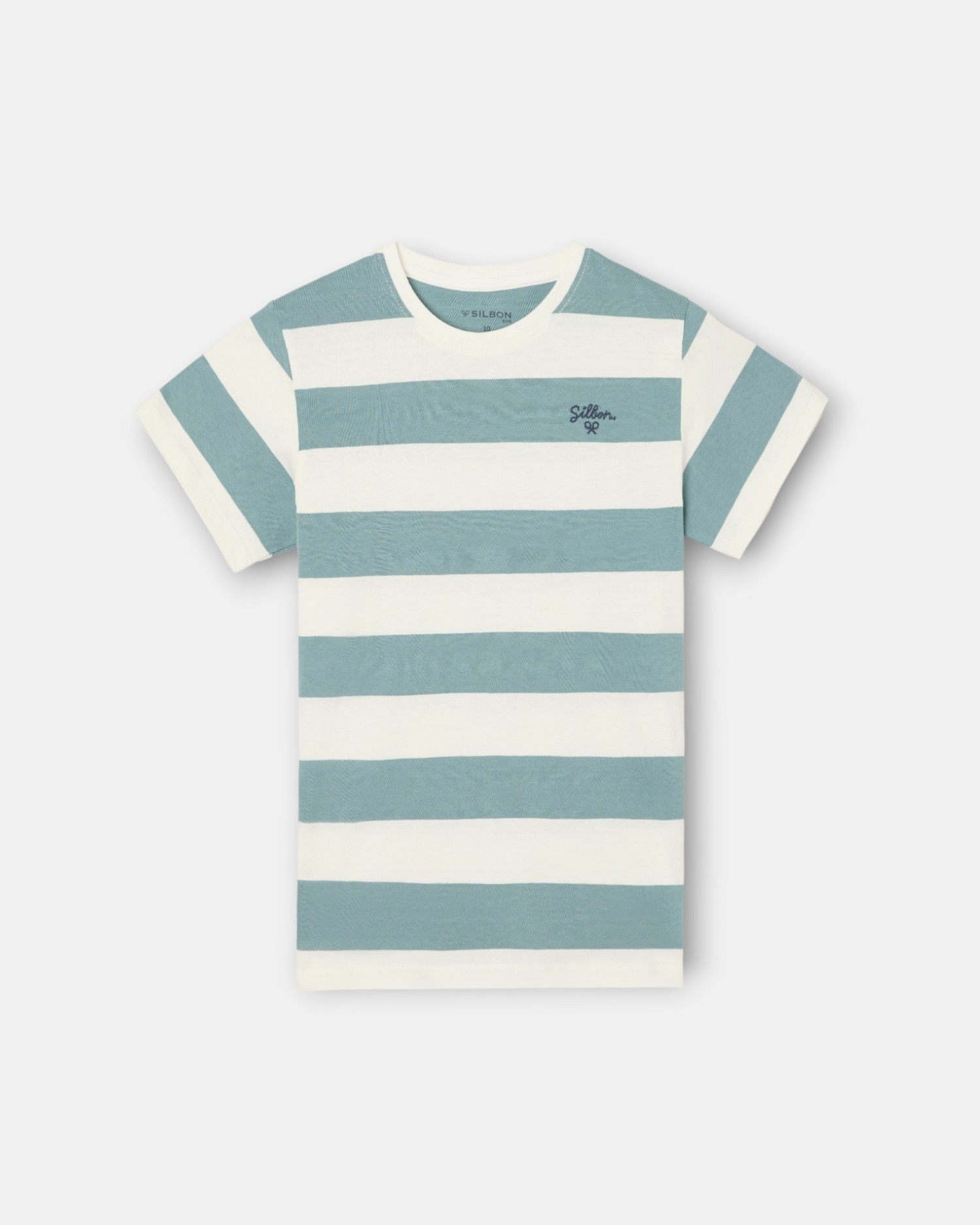 T-shirt Infantil Às Riscas Vintage Silbon Verde-1