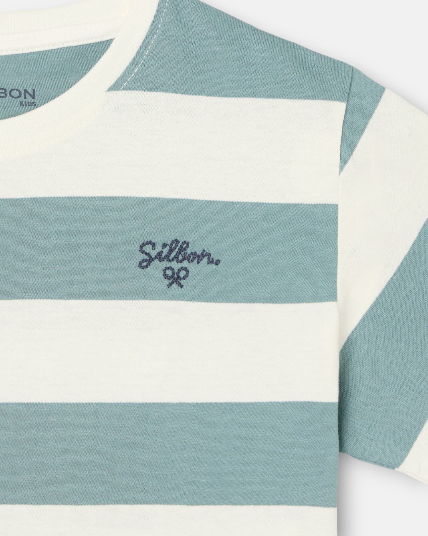 T-shirt Infantil Às Riscas Vintage Silbon Verde-3