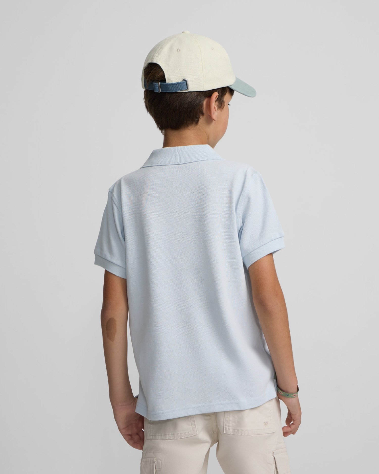 Polo Infantil Liso com Logo Rizo Silbon Azul-claro-2