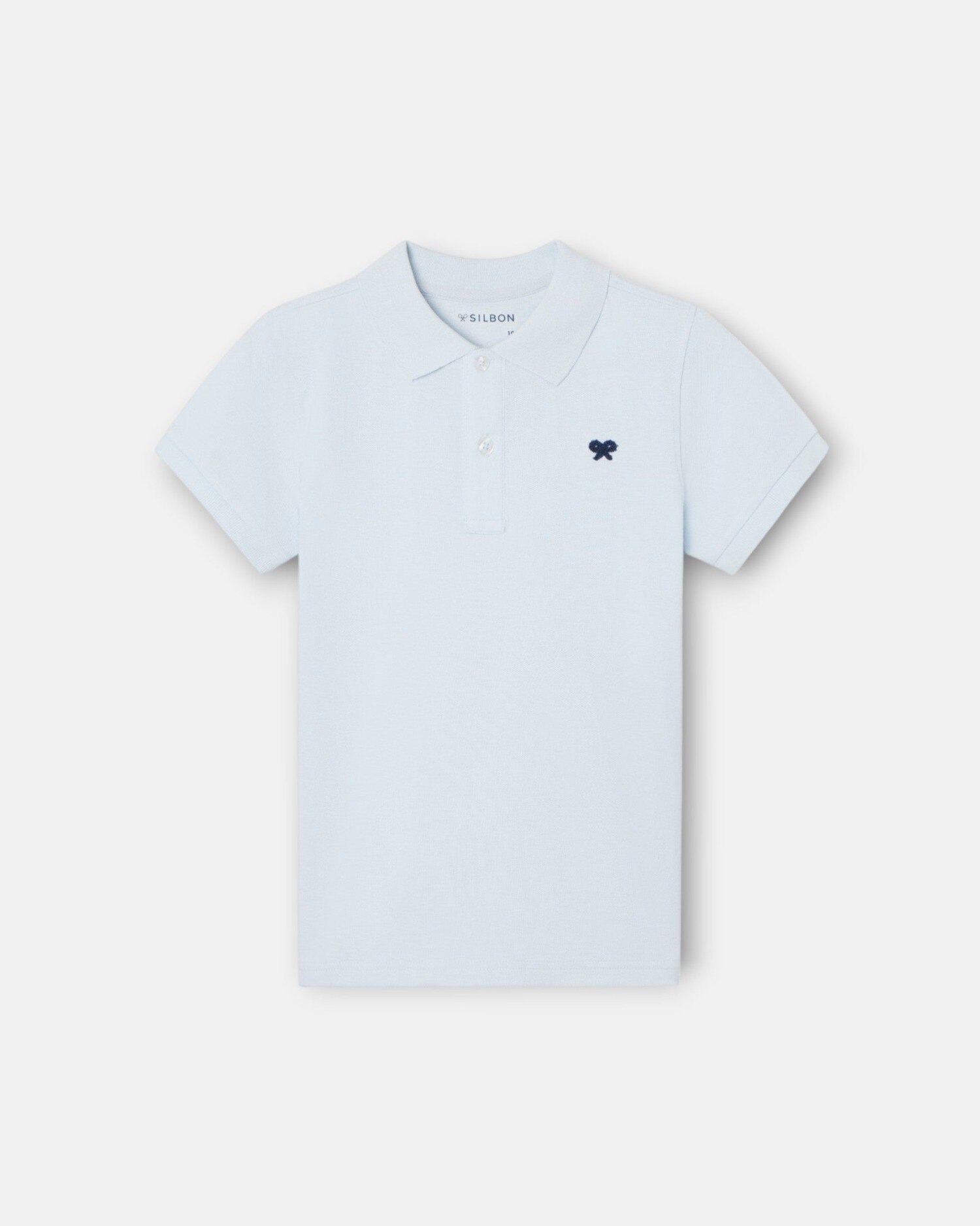 Polo Infantil Liso com Logo Rizo Silbon Azul-claro-4