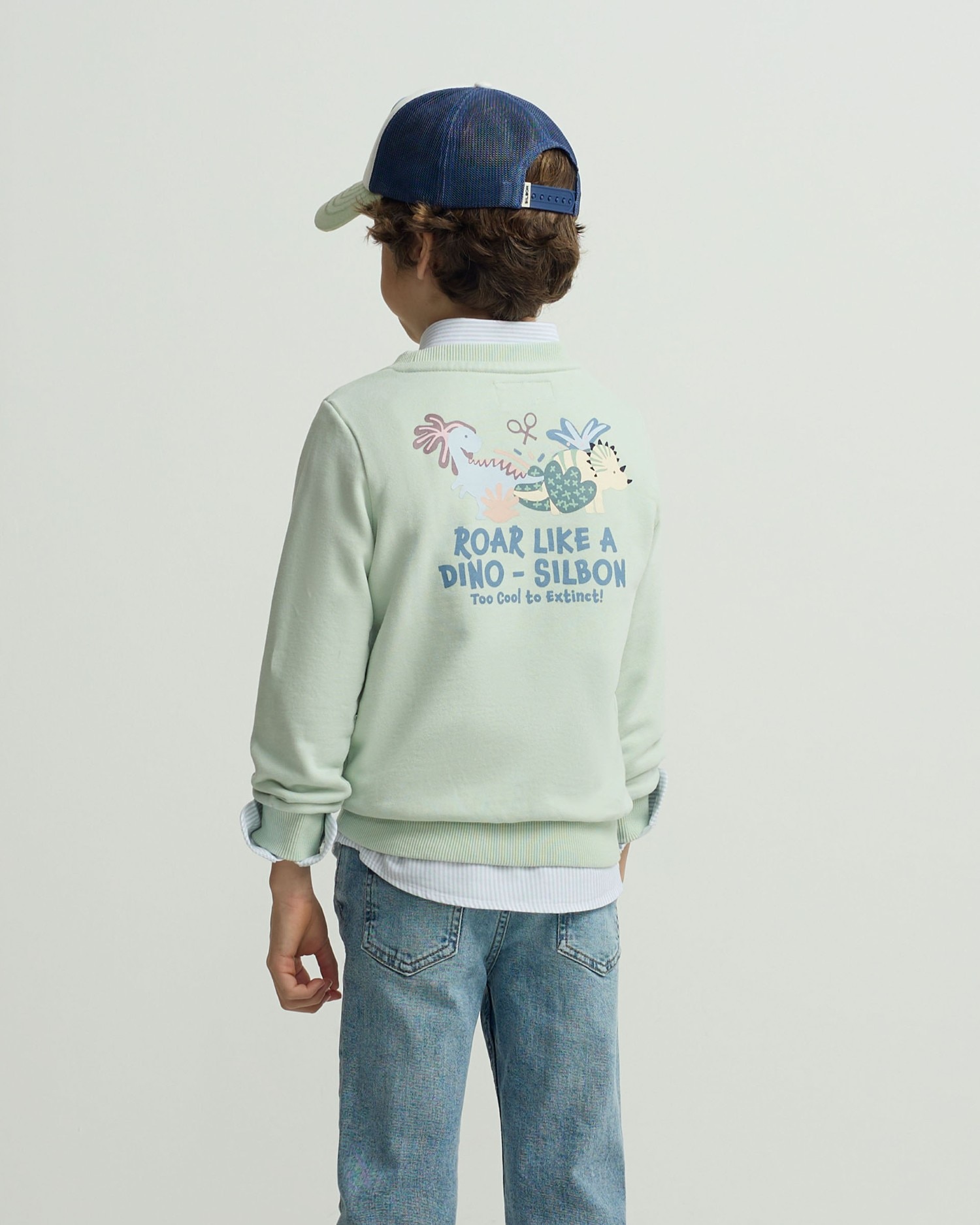 Sweatshirt Infantil Roar Like a Dino Silbon Verde-claro-2