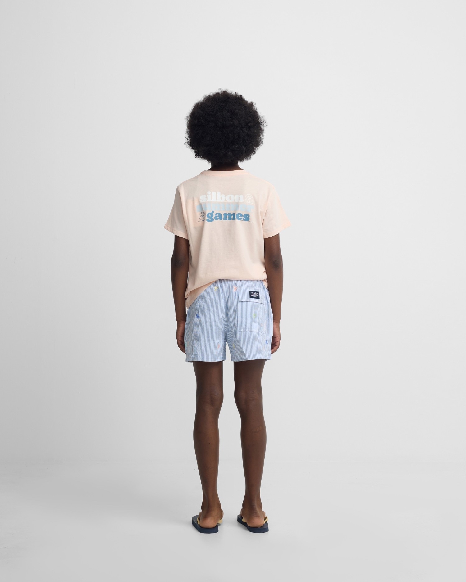Fato de Banho Infantil Às Riscas Multiraquetes Silbon Azul-2
