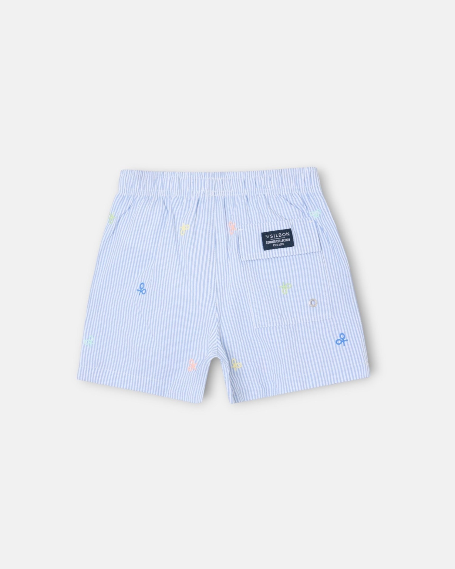 Fato de Banho Infantil Às Riscas Multiraquetes Silbon Azul-5
