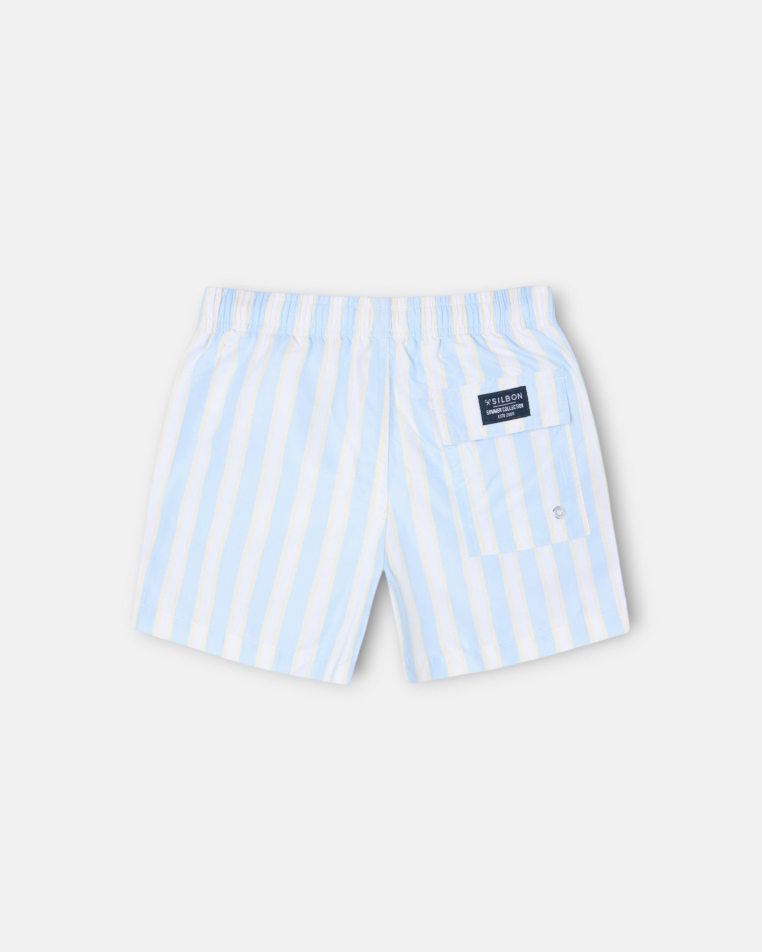 Fato de Banho Infantil Às Riscas Largas em Amarelo e Azul Silbon Azul-5