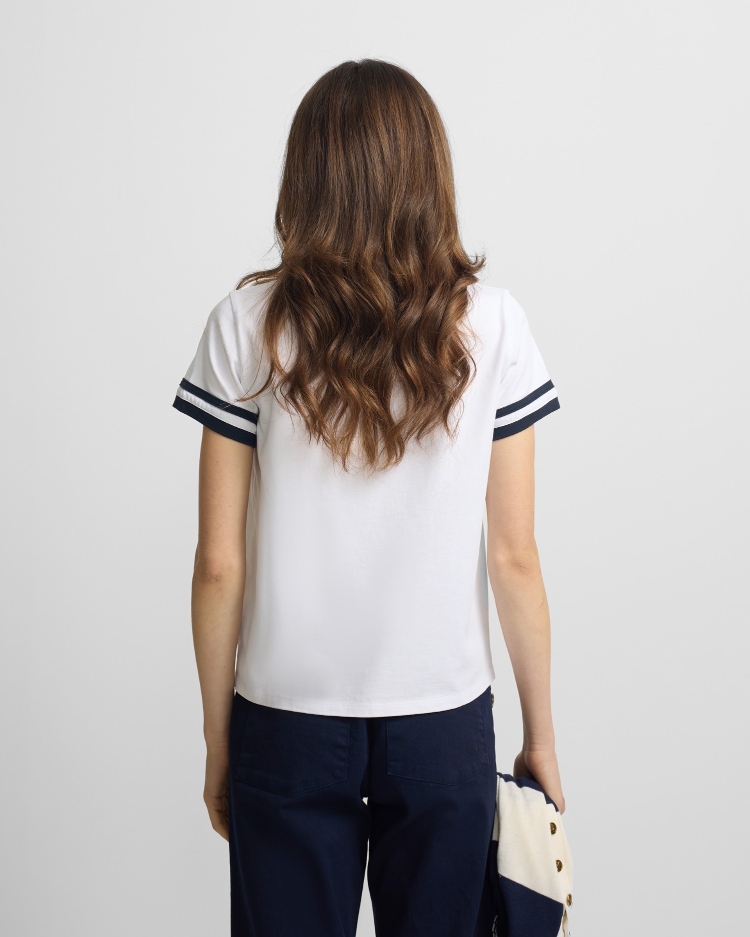 T-shirt com Patch de Escudo Silbon em Branco Branco / Azul-2