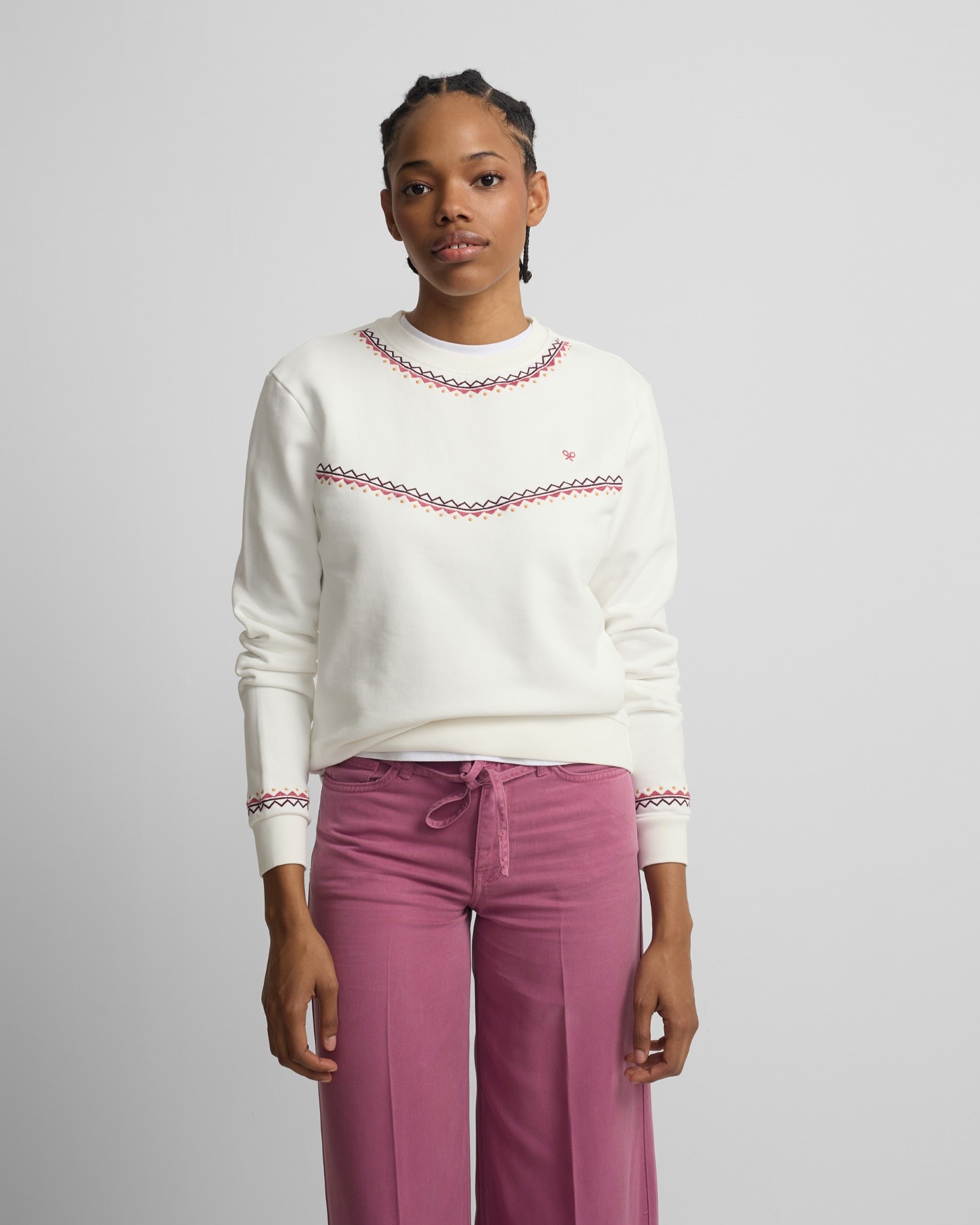 Sweatshirt com Bordado Silbon Cru-1