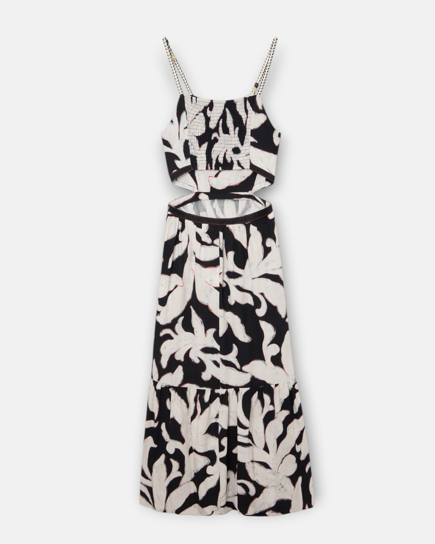 Vestido Cut Out Estampado de Flores em Preto Preto-4