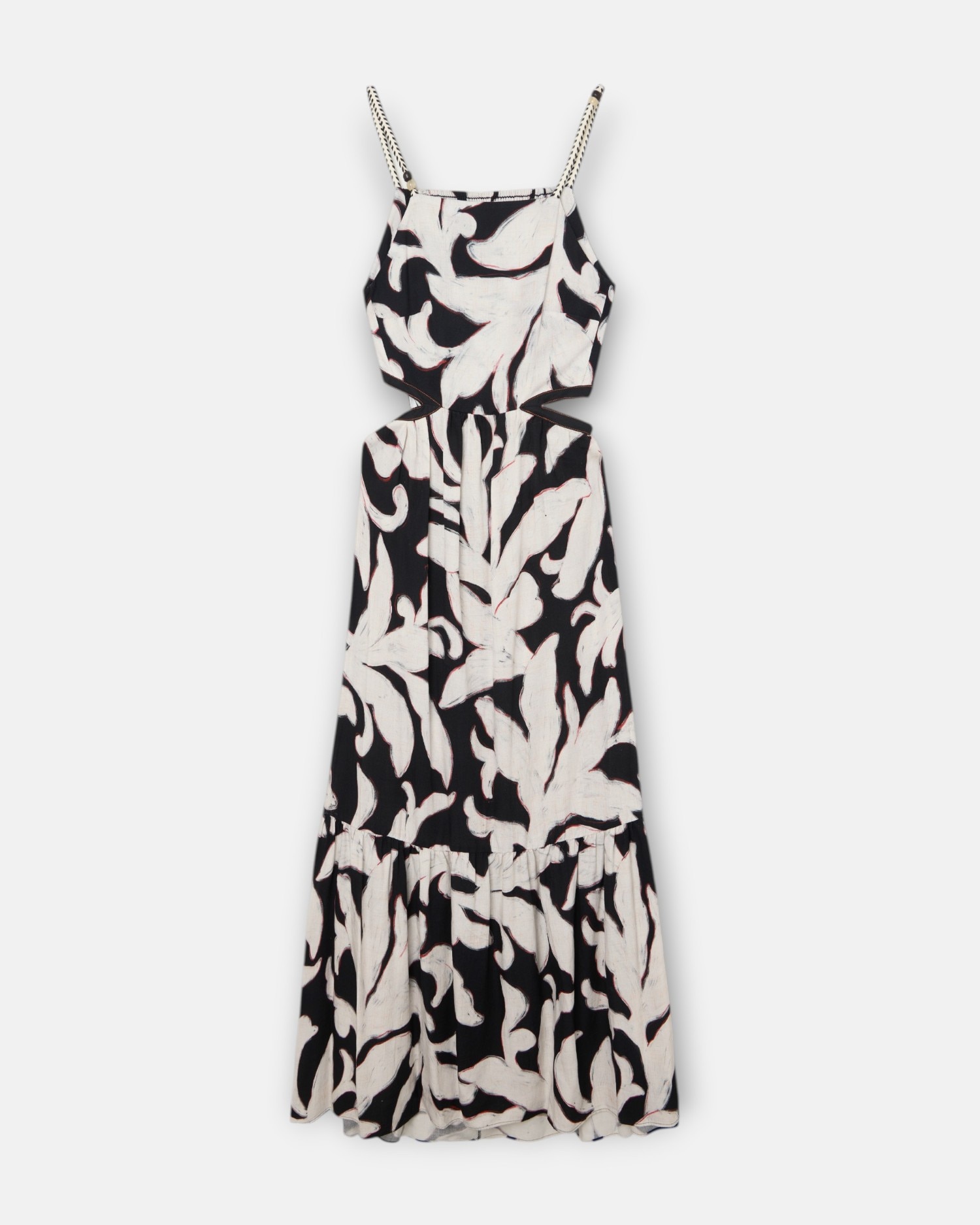Vestido Cut Out Estampado de Flores em Preto Preto-5